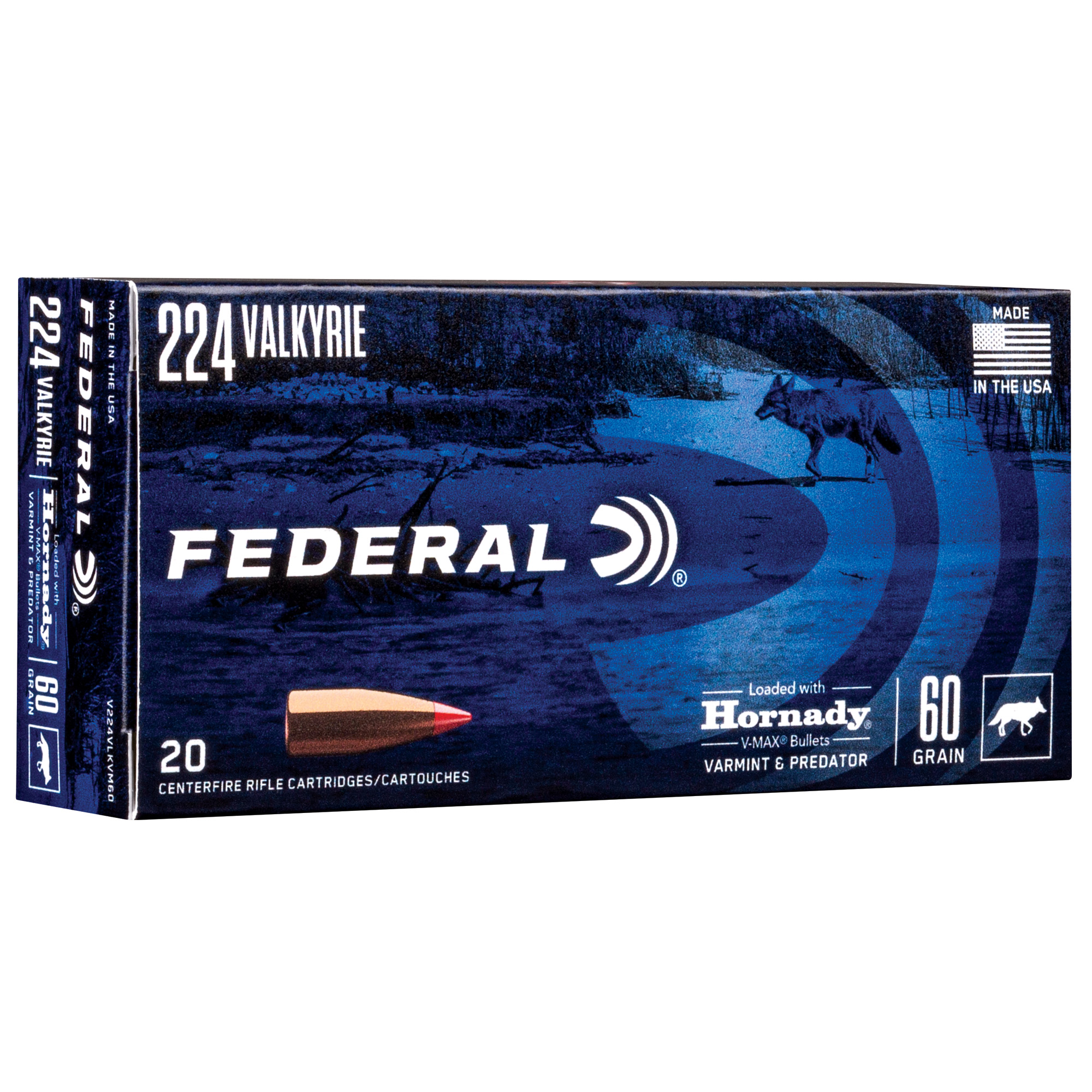 Federal Varmint & Predator V-Max 224 Valkyrie 60gr – 20rd