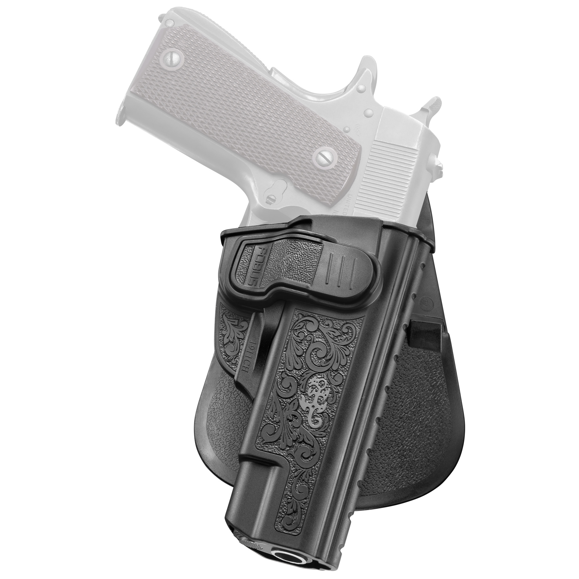 Fobus 1911 5″ No Rail CH Series Right Hand Polymer Paddle Holster – Black