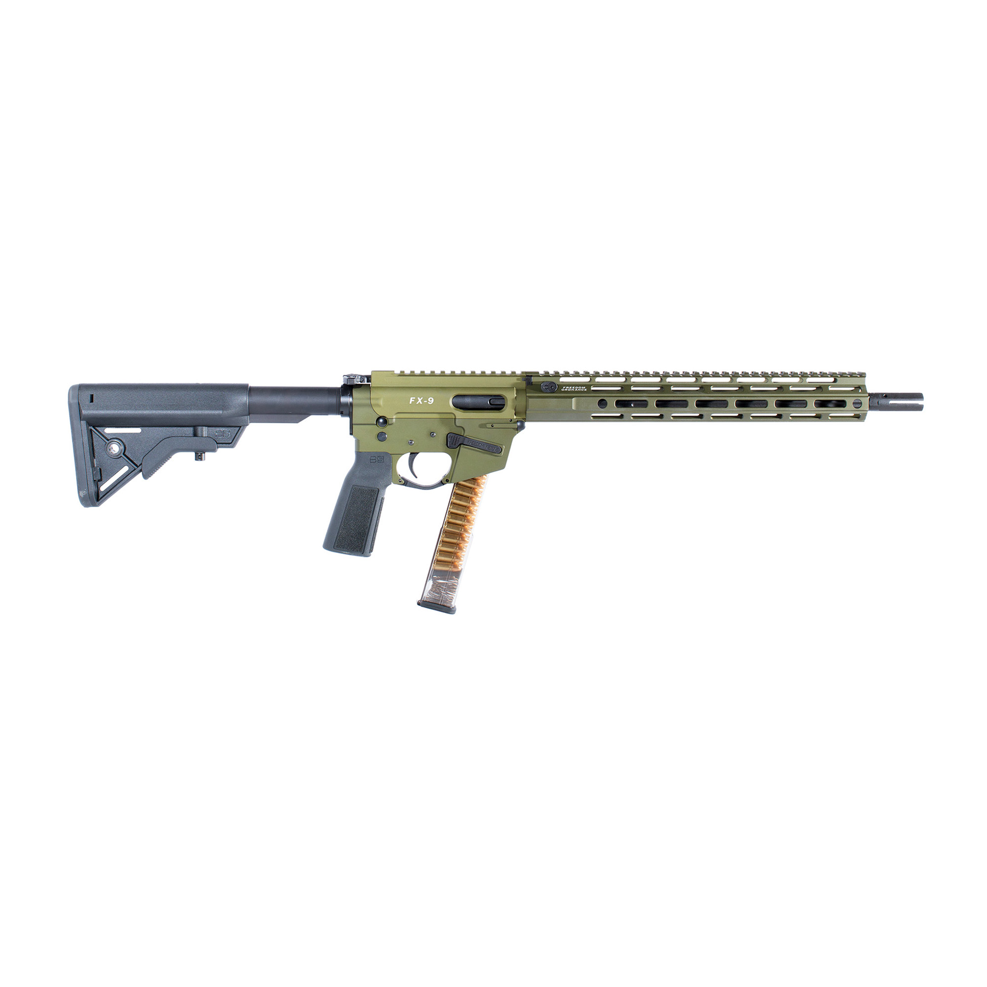 Freedom Ordnance FX9 Elite AR 14.5″ Pinned (16″ OAL) 9mm 32rd Optics Ready – Olive Drab Green