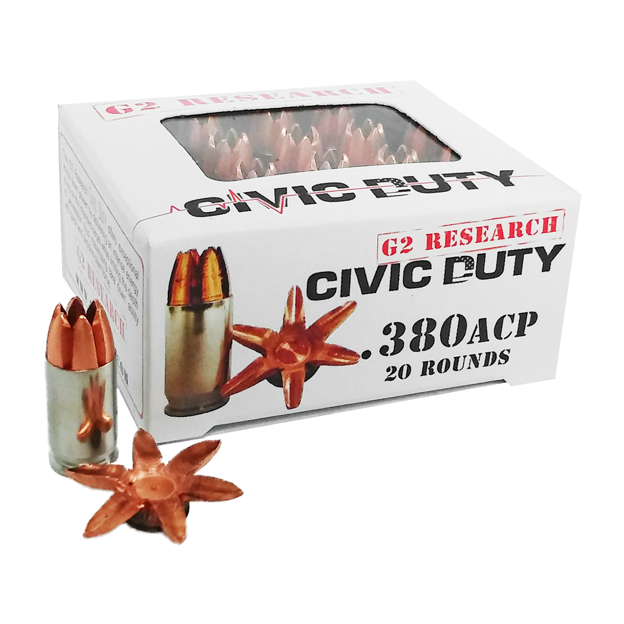 G2 Research Civic Duty 380 ACP California Certified Nonlead Ammunition 64gr Copper – 20rd