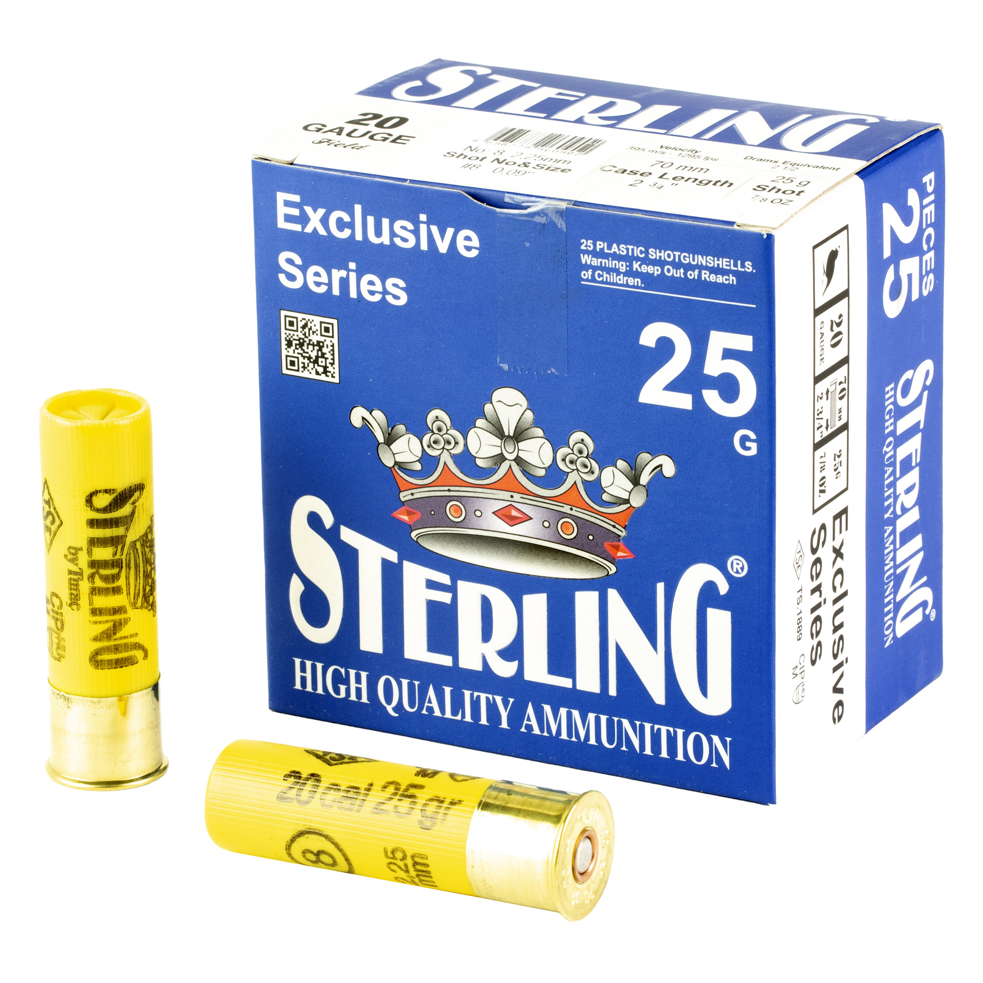 Sterling Exclusive Series 20 Gauge 2.75″ #8 Shot – 25rd