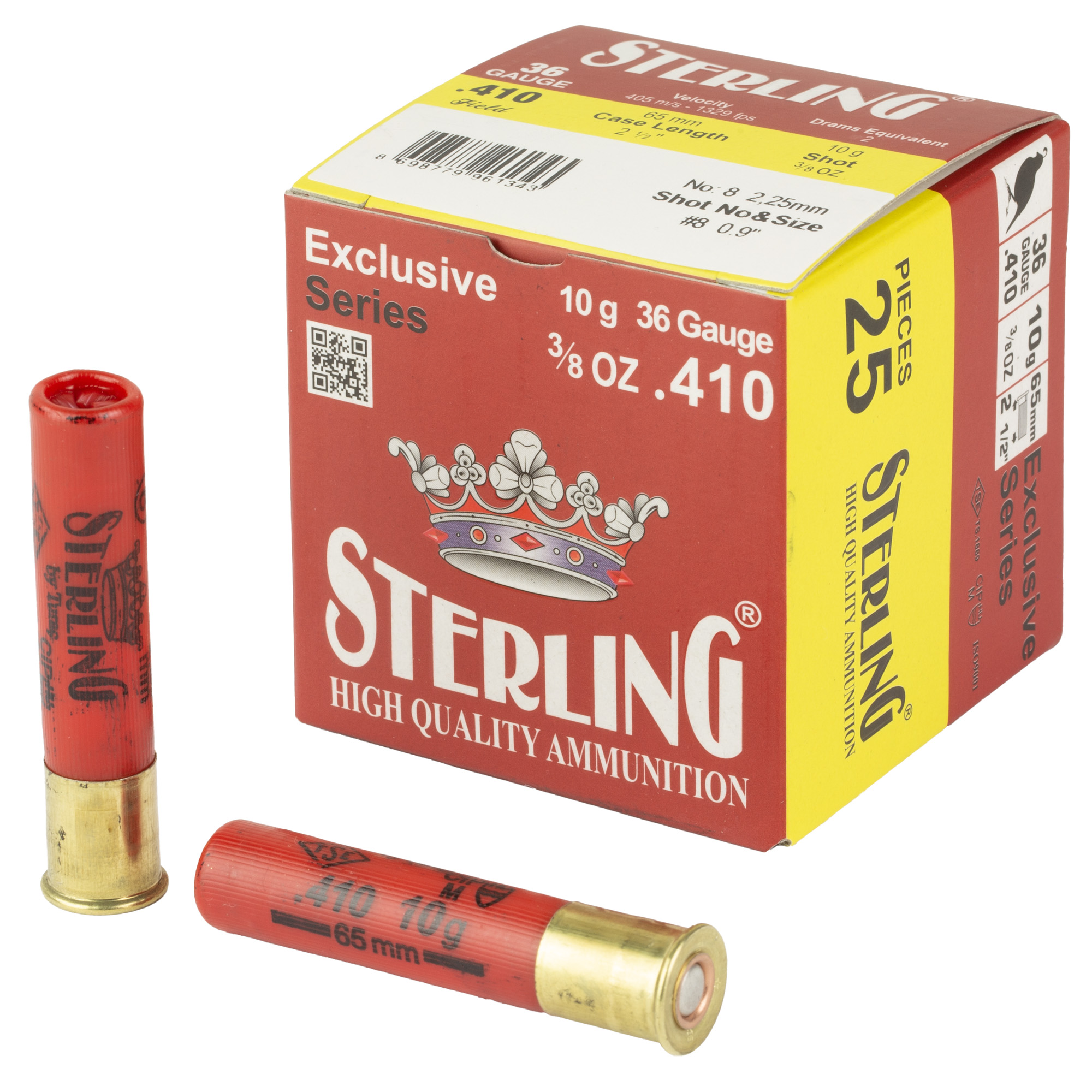 Sterling Exclusive Series 410 Gauge 2.5″ #8 Shot – 25rd