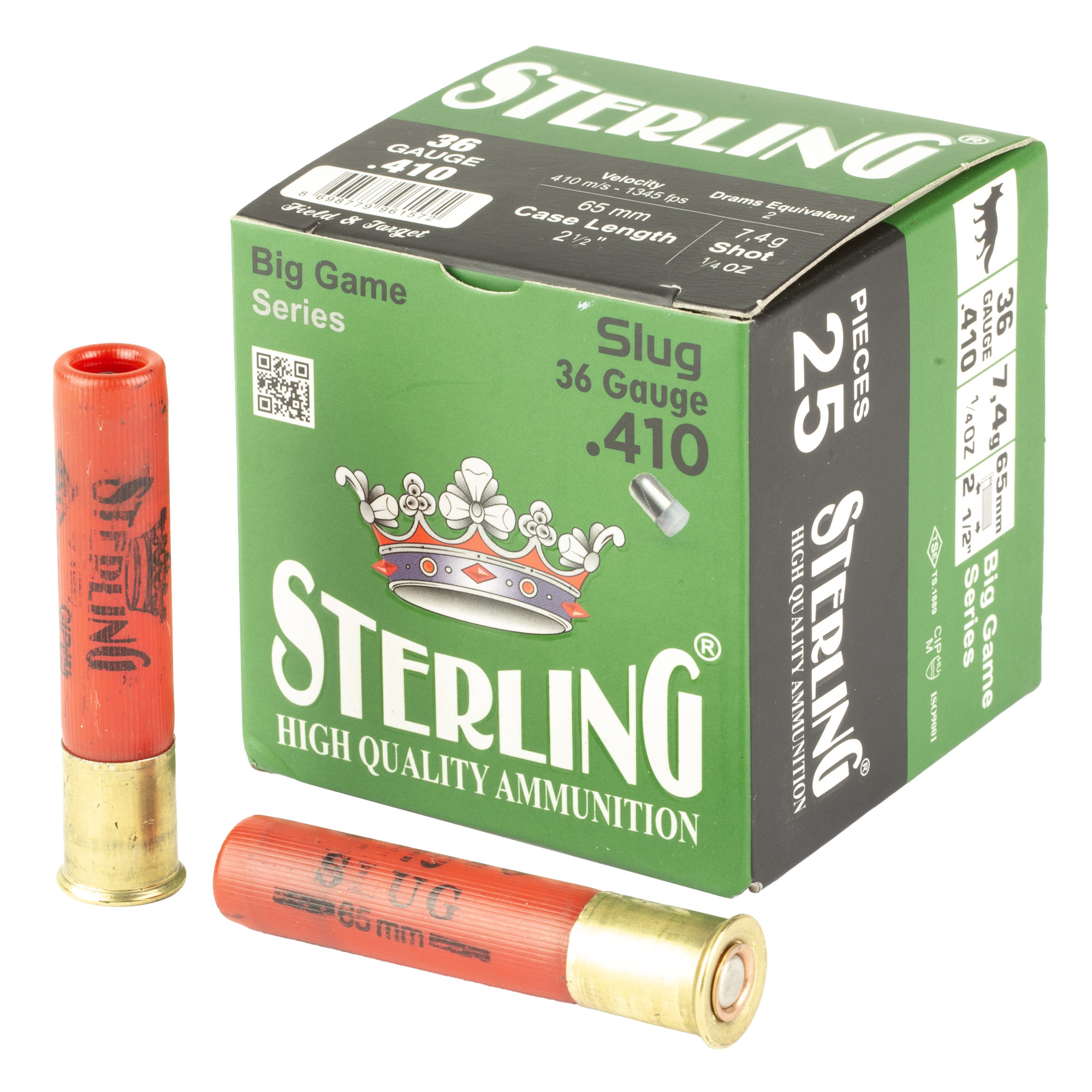 Sterling Big Game Series 410 Gauge 2.5″ Rifled Slug – 25rd