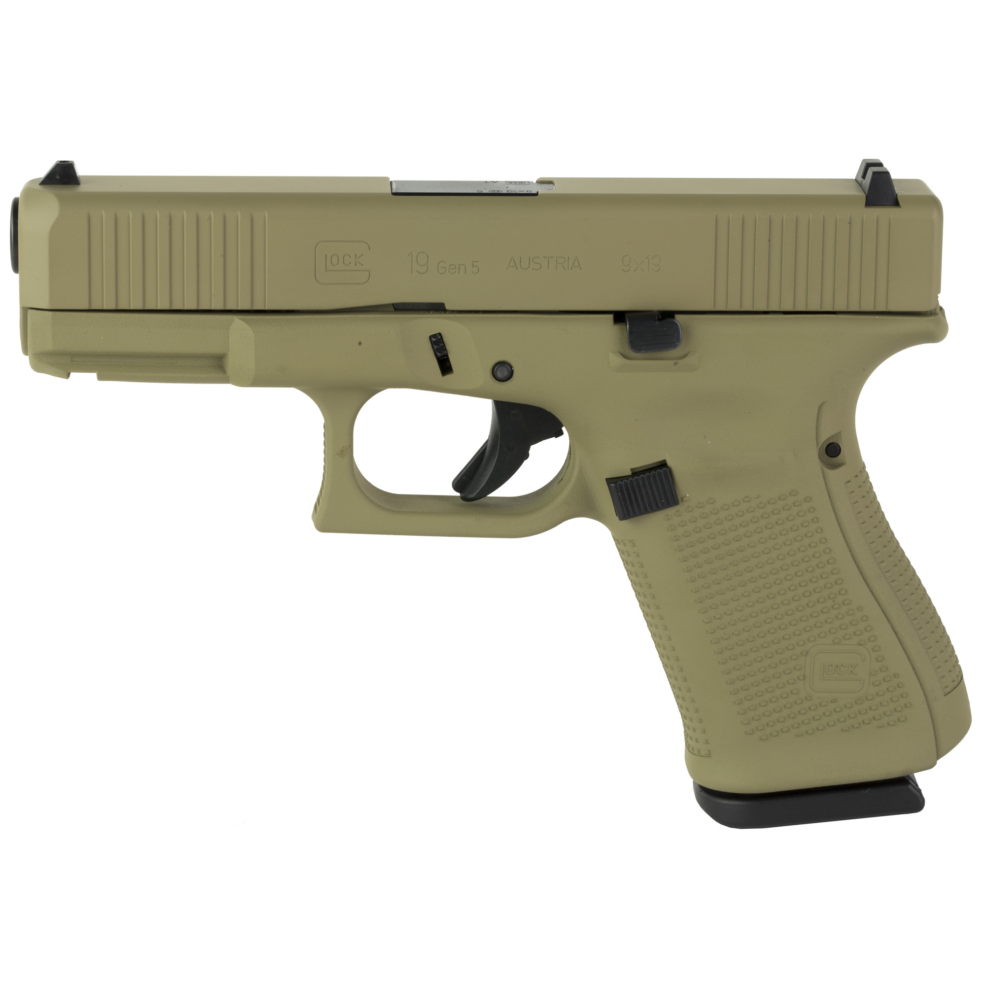 Glock 19 Gen5 Striker Fired 4.02″ 9mm 15rd Fixed Sights – Coyote