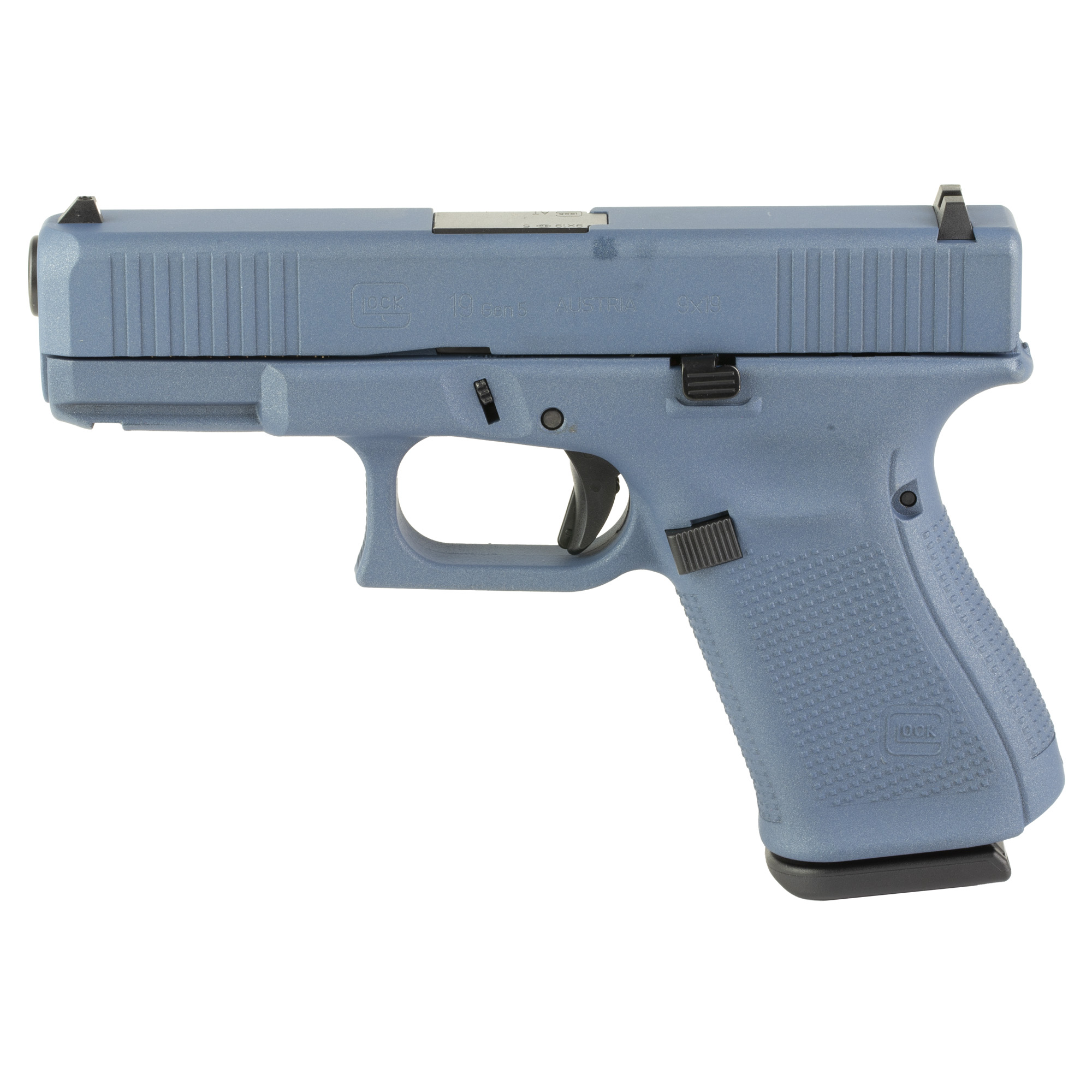 Glock 19 Gen5 Striker Fired 4.02″ 9mm 15rd Fixed Sights – Blue Titanium