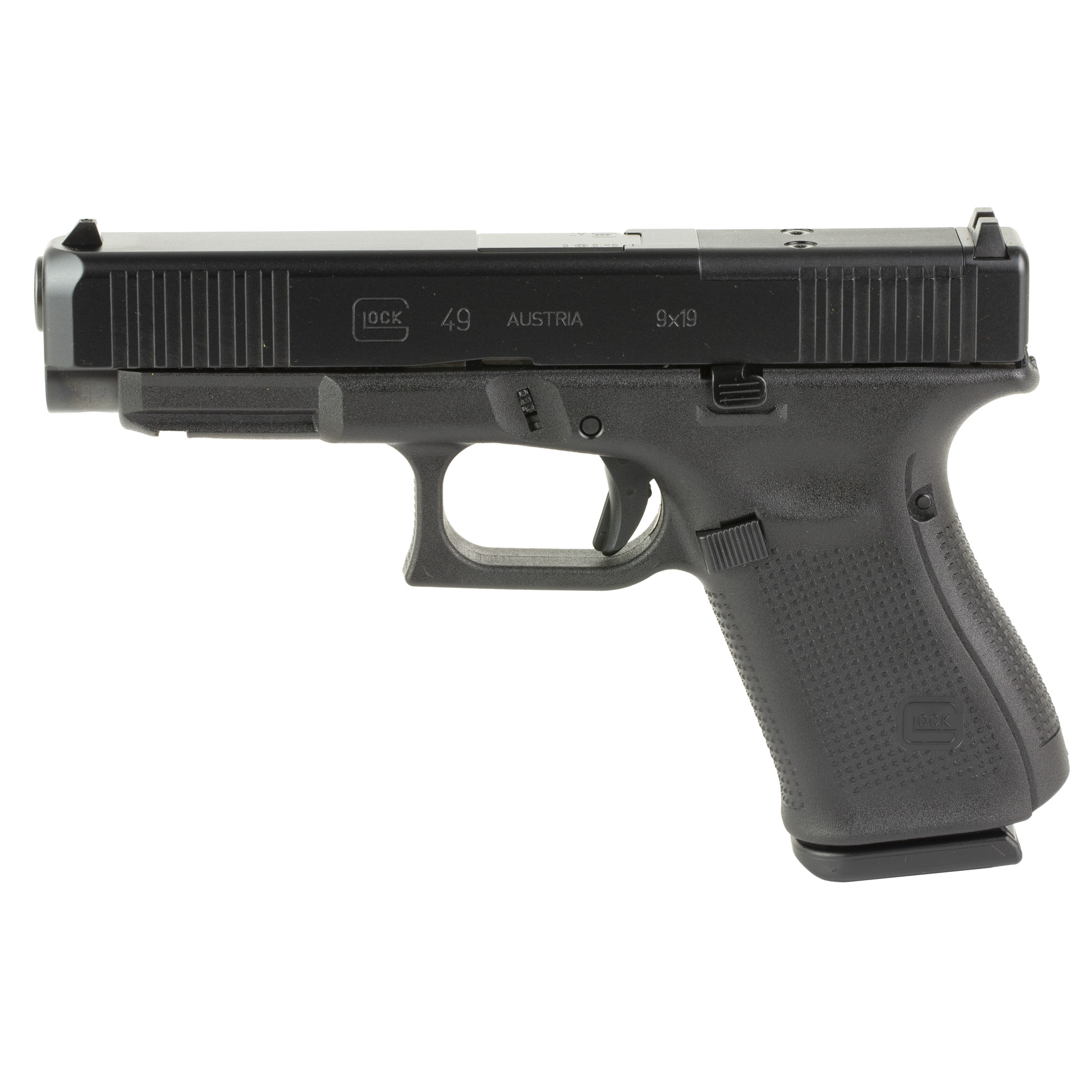 Glock 49 M.O.S. Striker Fired 4.49″ 9mm 15rd Fixed Sights – Black