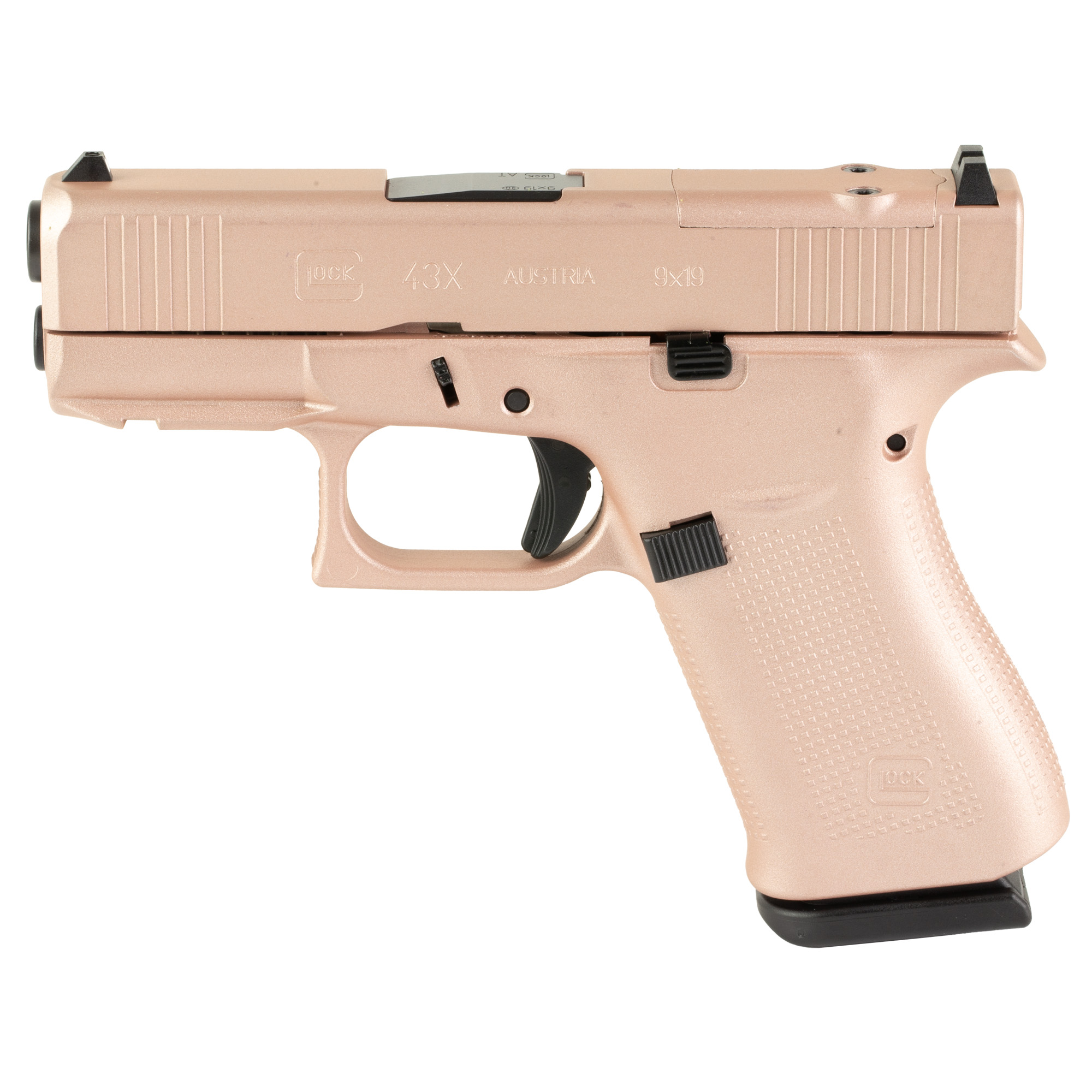 Glock 43X M.O.S Striker Fired 3.41″ 9mm 10rd Fixed Sights – Rose Gold