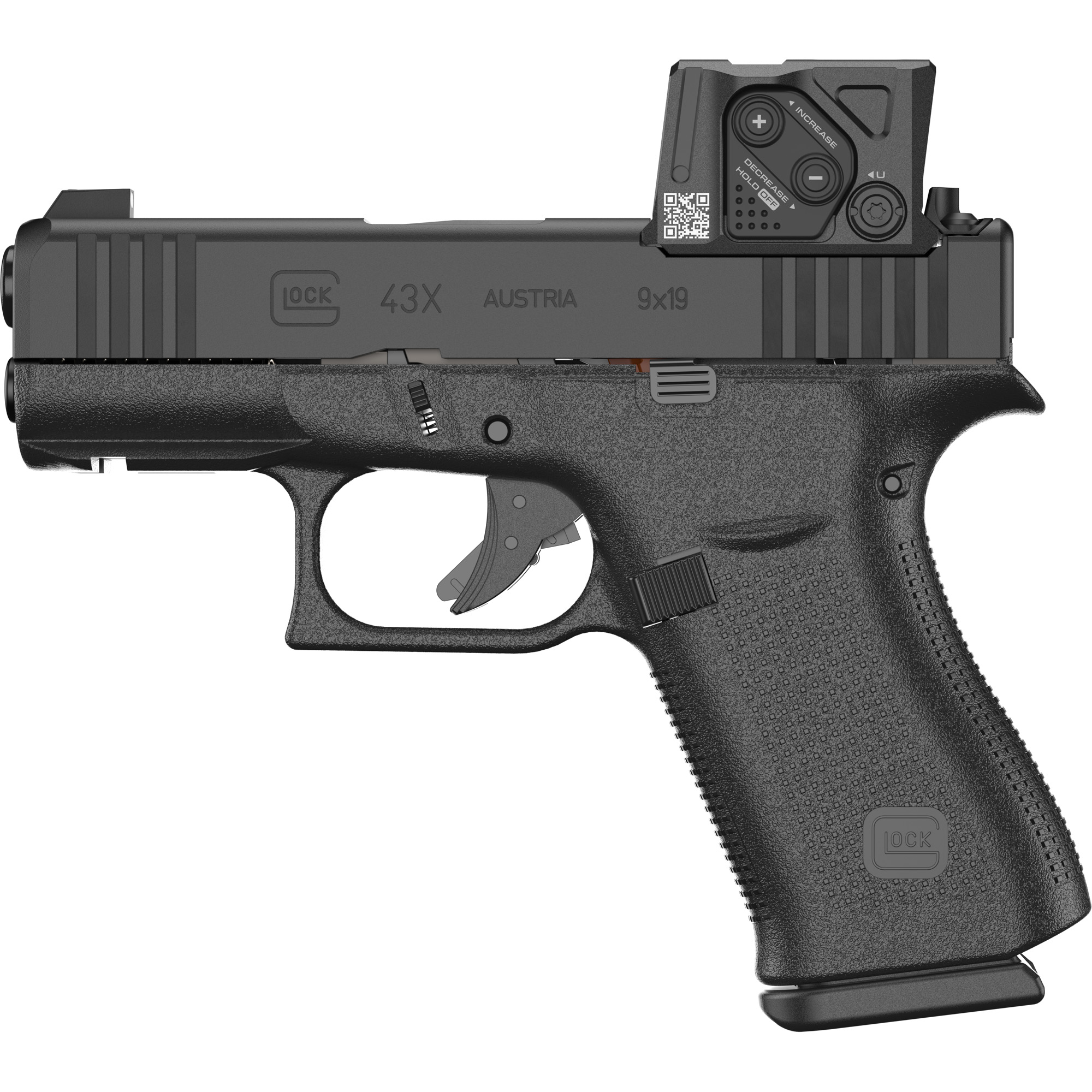 Glock 43X M.O.S. Striker Fired 3.41″ 9mm 10rd Fixed Sights – Black