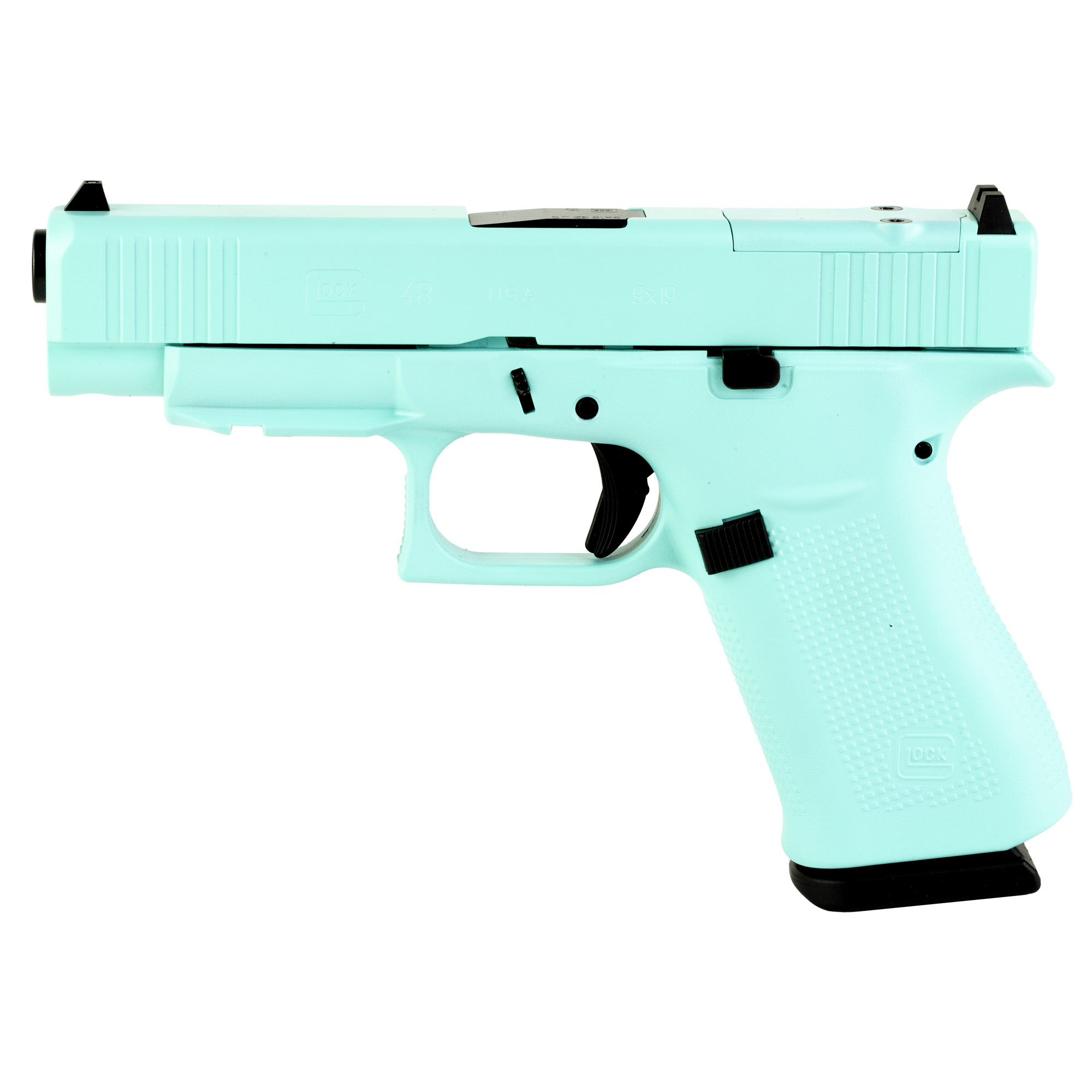 Glock 48 M.O.S Striker Fired 4.17″ 9mm 10rd Fixed Sights – Robin’s Egg Blue