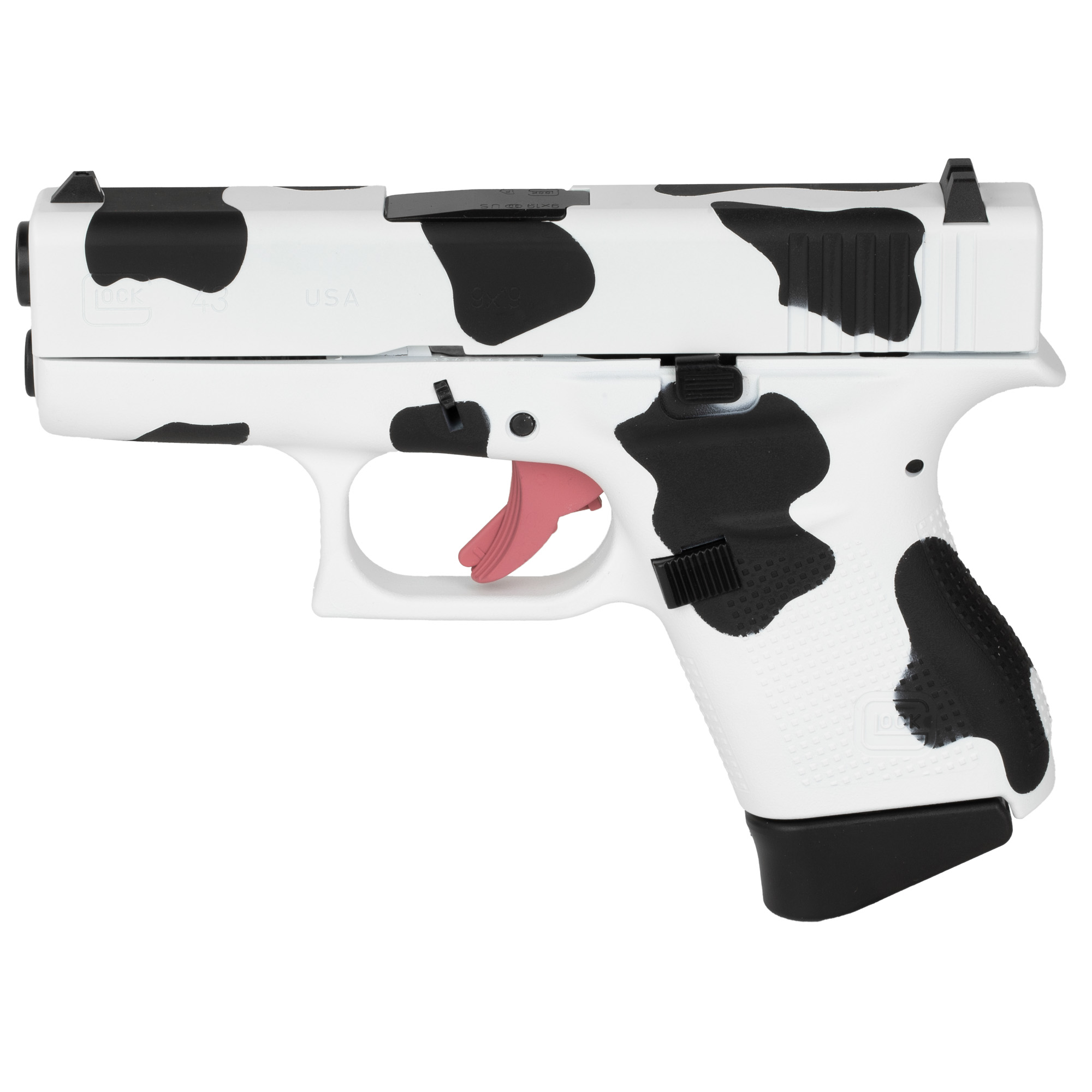 Glock 43 Striker Fired 3.41″ 9mm 6rd Fixed Sights – Cow Print