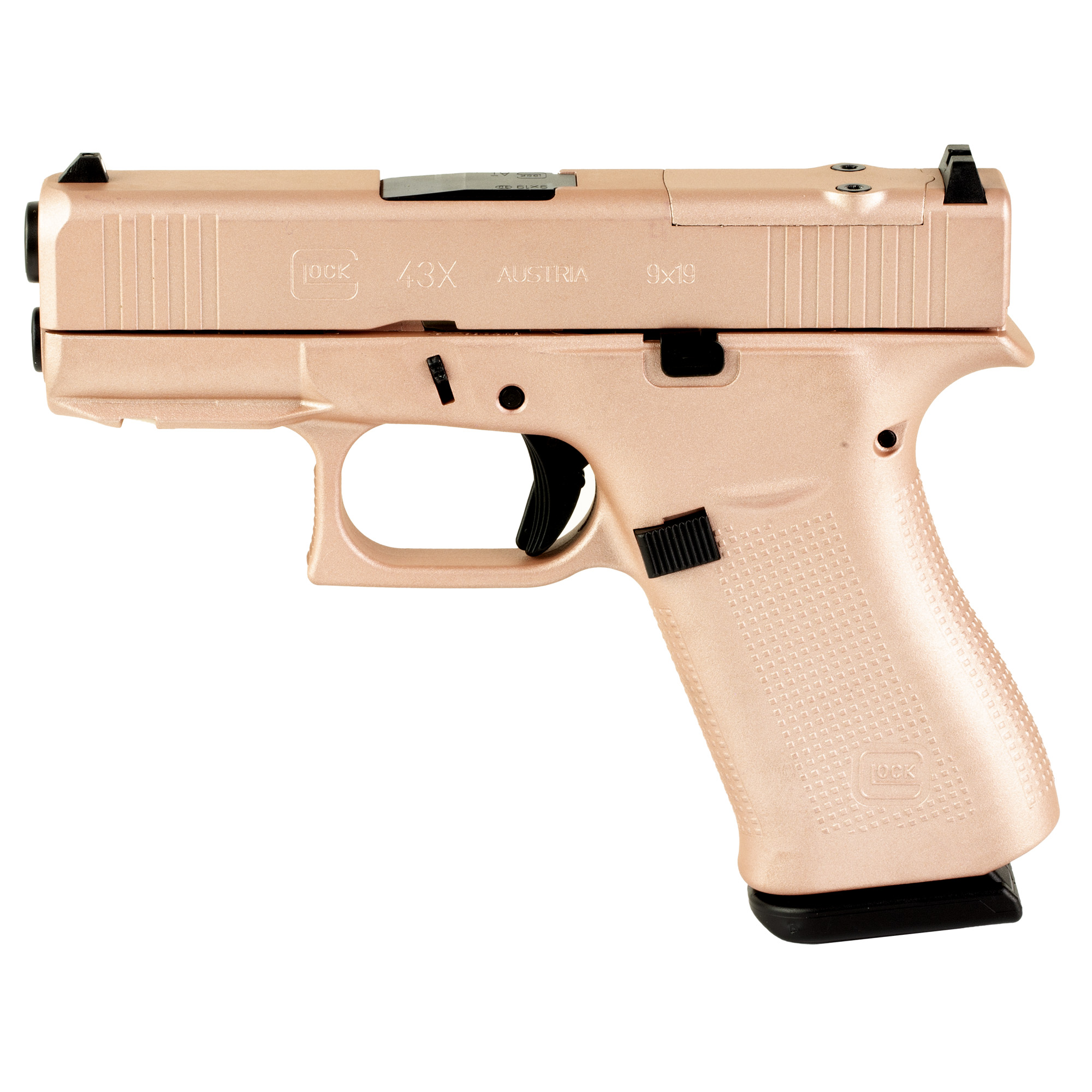 Glock 43X M.O.S Striker Fired 3.41″ 9mm 10rd Fixed Sights – Rose Gold