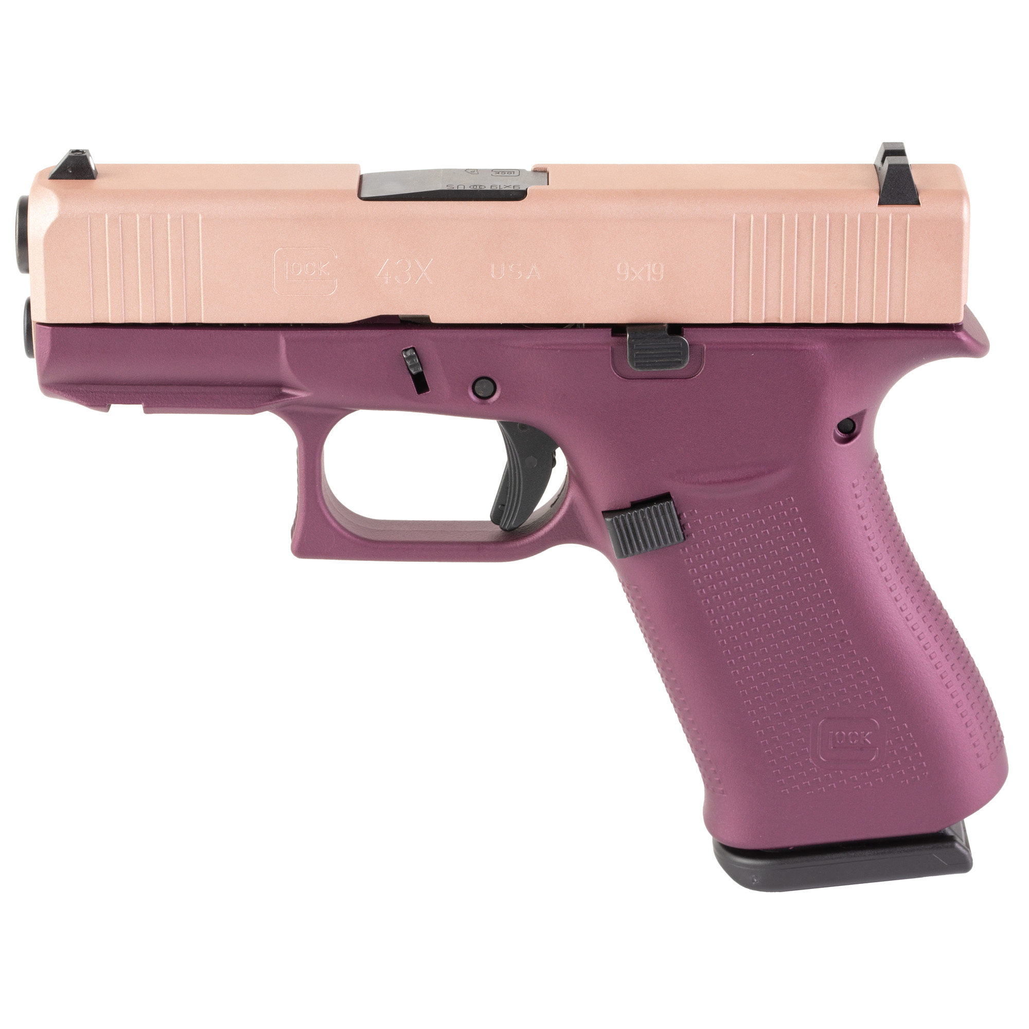 Glock 43X Striker Fired 3.41″ 9mm 10rd Fixed Sights – Rose Gold