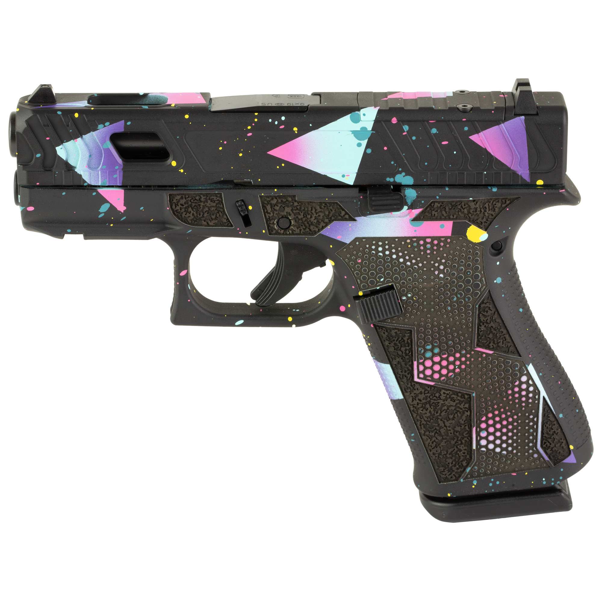 Glock 43X 80’s NIGHT Striker Fired 3.41″ 9mm 10rd Fixed Sights – Black, Cyan, Purple