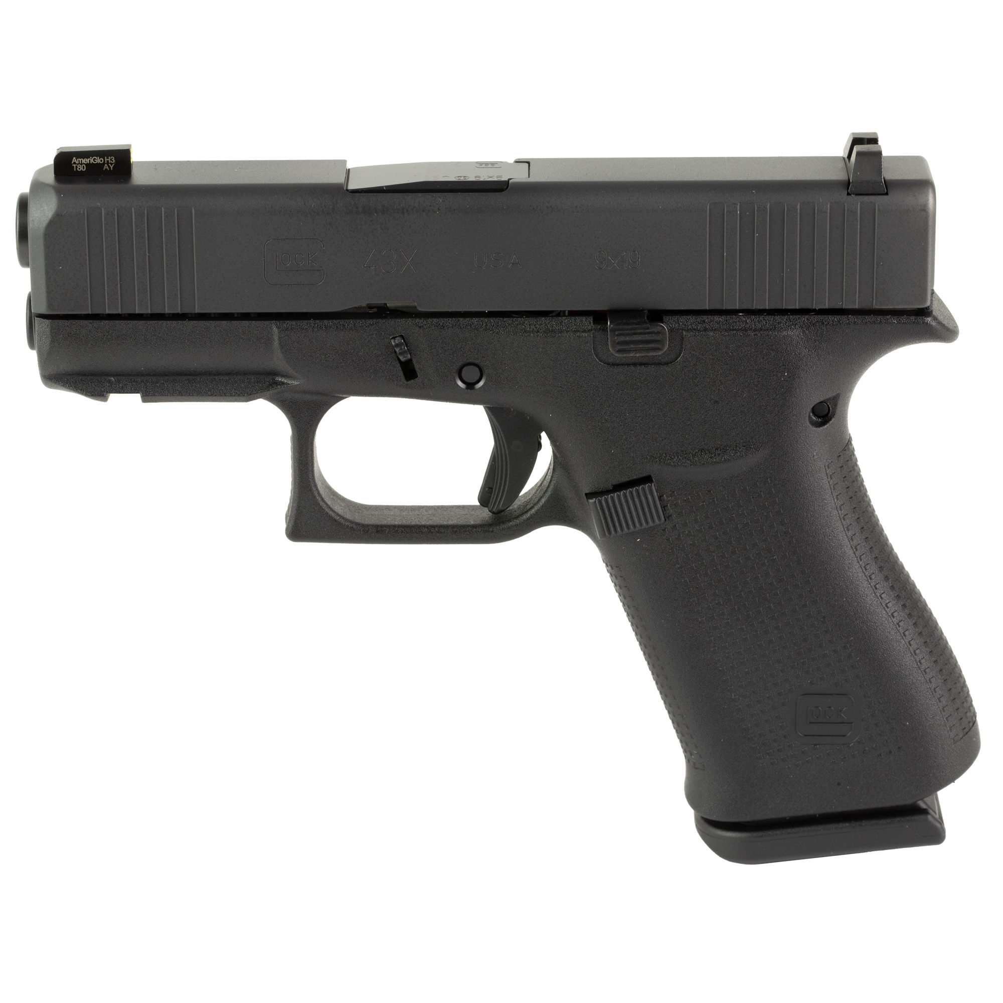 Glock 43X Striker Fired 3.41″ 9mm 10rd Night Sights – Black