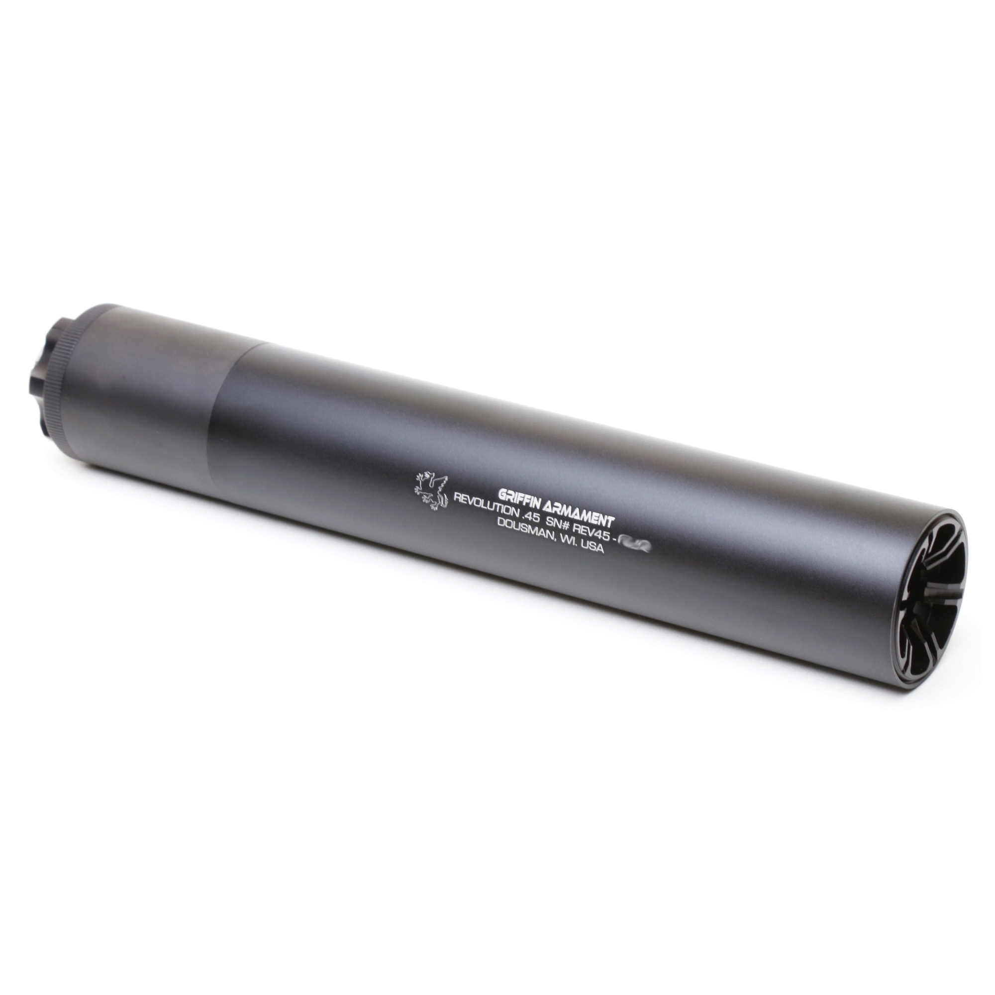 Griffin Armament Revolution 45 Suppressor 45 Caliber 7075 Aluminum – Black