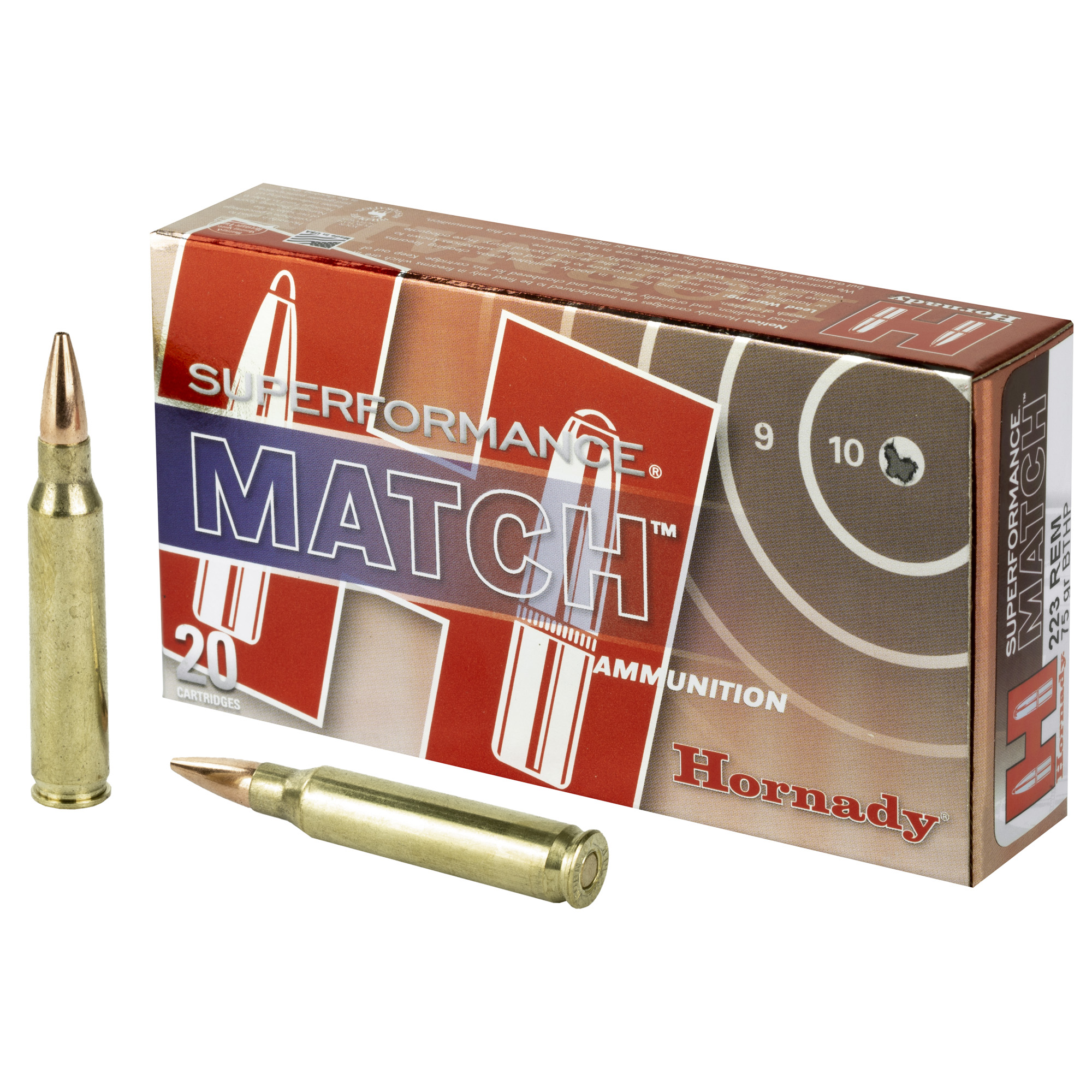 Hornady Superformance Match 223 Remington 75gr Boat Tail Hollow Point – 20rd