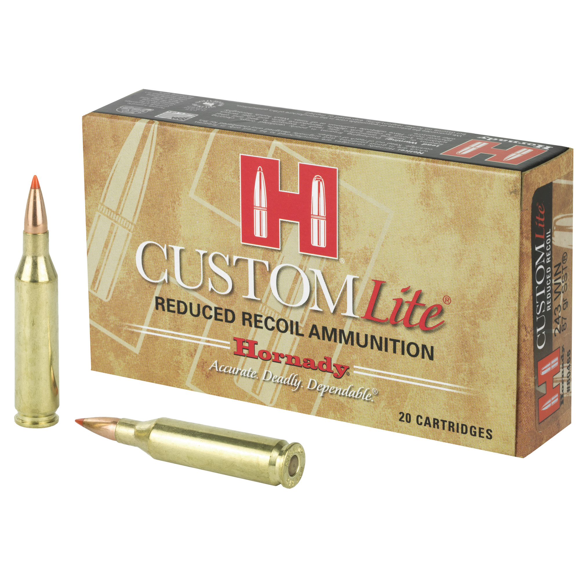 Hornady Custom Lite 243 Winchester Low Recoil 87gr SST – 20rd