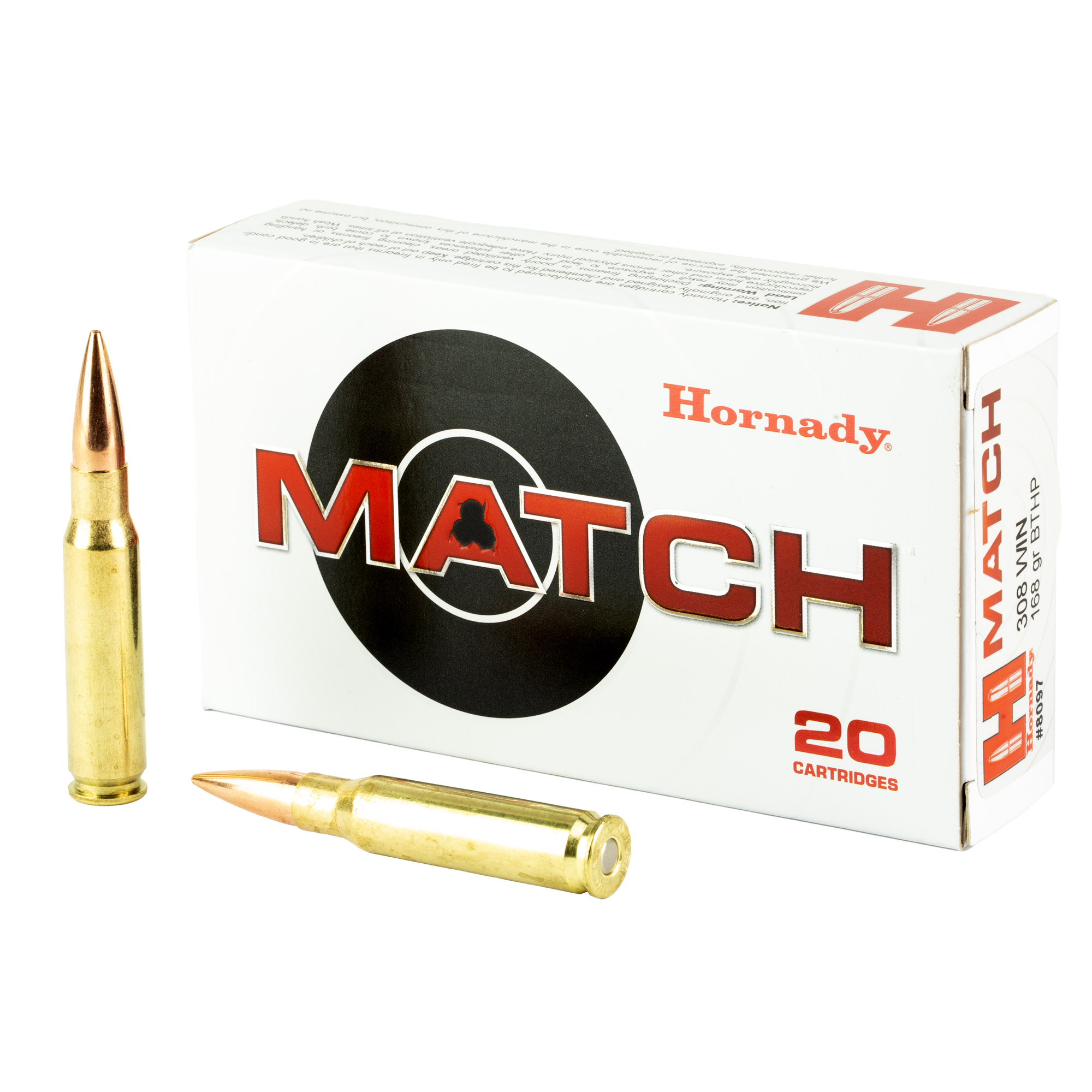 Hornady Match 308 Winchester 168gr Boat Tail Hollow Point – 20rd