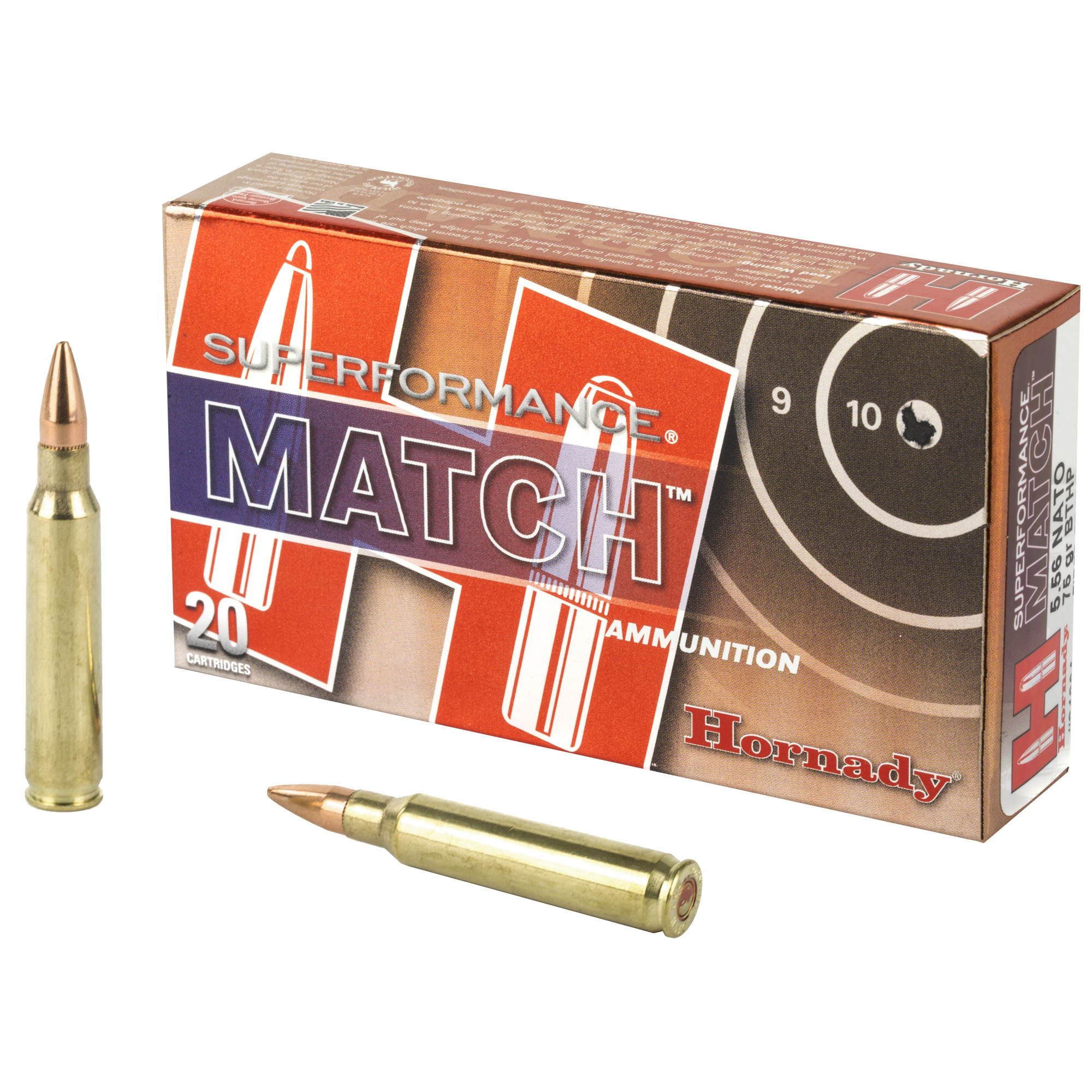 Hornady Superformance Match 5.56 NATO 75gr Boat Tail Hollow Point – 20rd