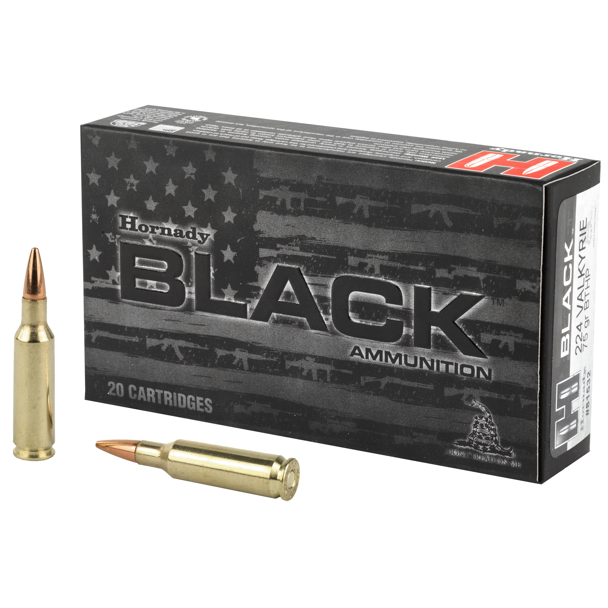 Hornady BLACK 224 Valkyrie 75gr Boat Tail Hollow Point – 20rd