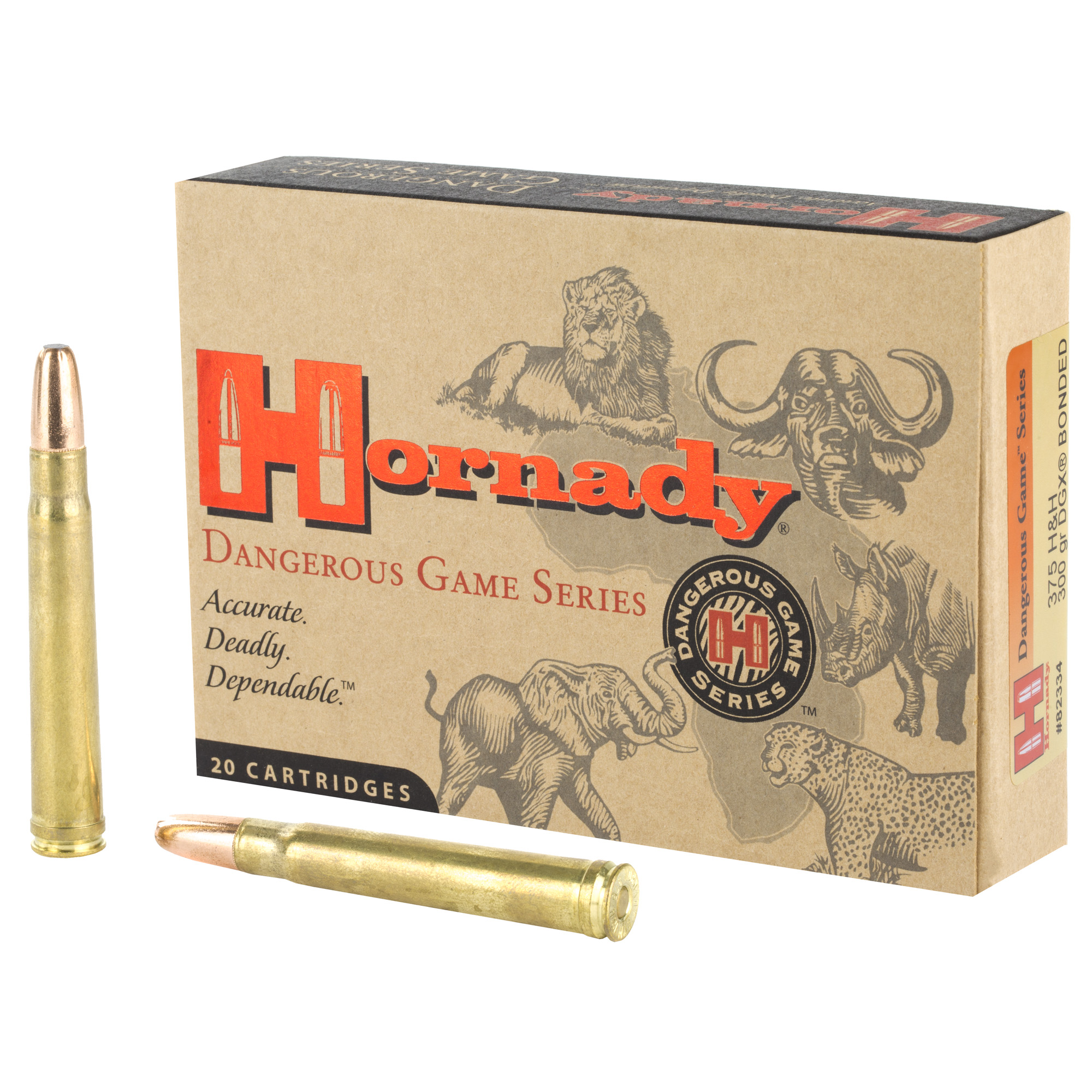 Hornady Dangerous Game 375 H&H 300gr DGX Bonded – 20rd