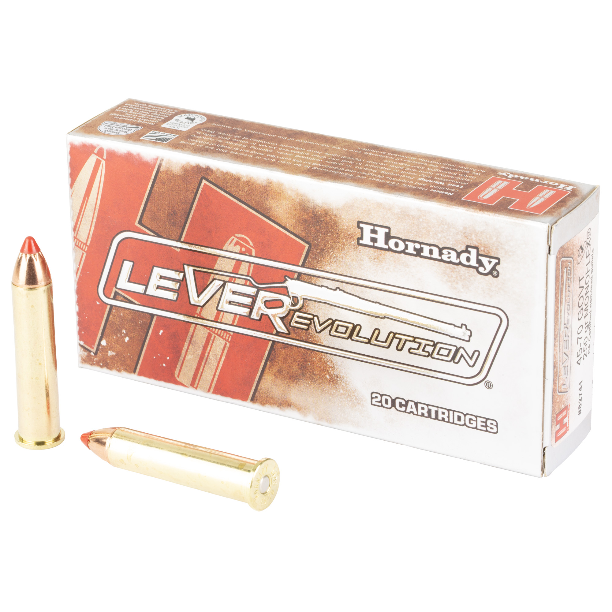 Hornady LeverEvolution 45-70 Government California Certified Nonlead Ammunition 250gr MonoFlex – 20rd