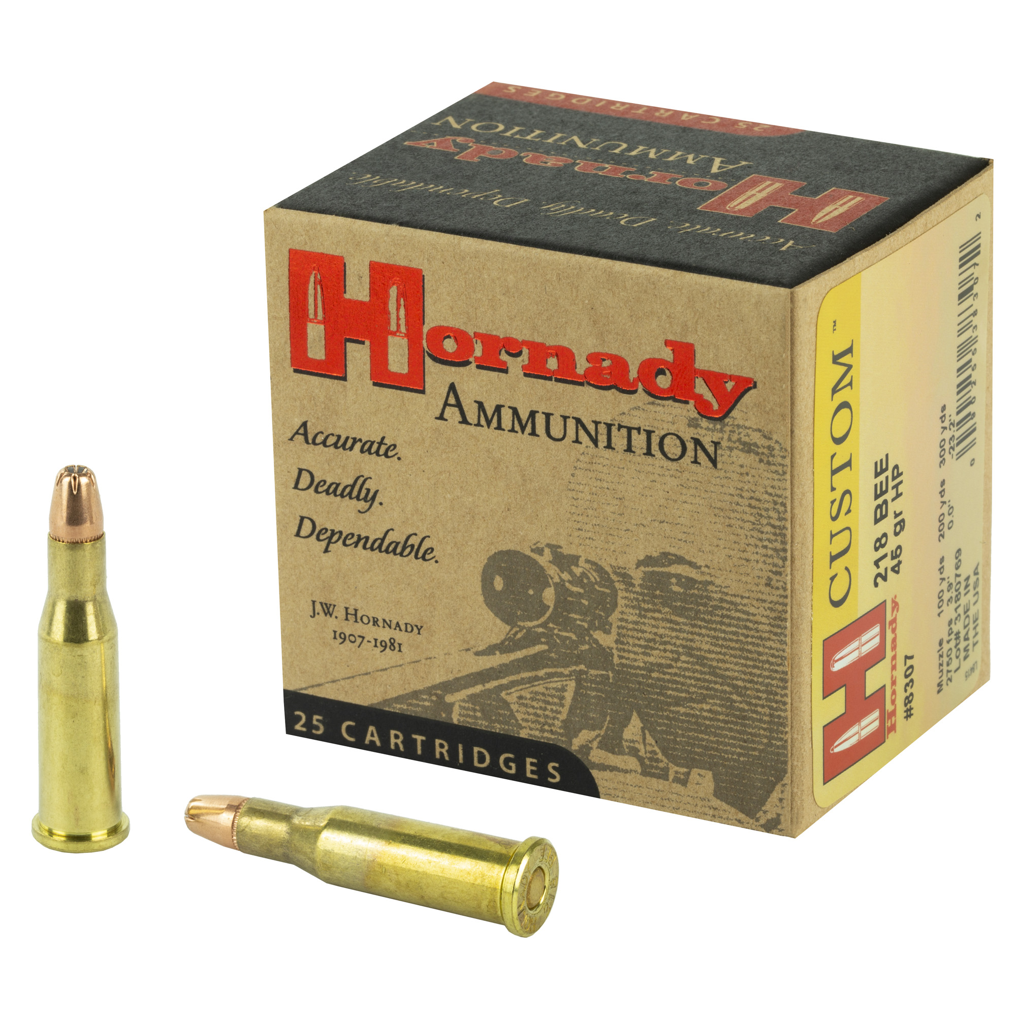 Hornady Custom 218 Bee 45gr Hollow Point – 25rd