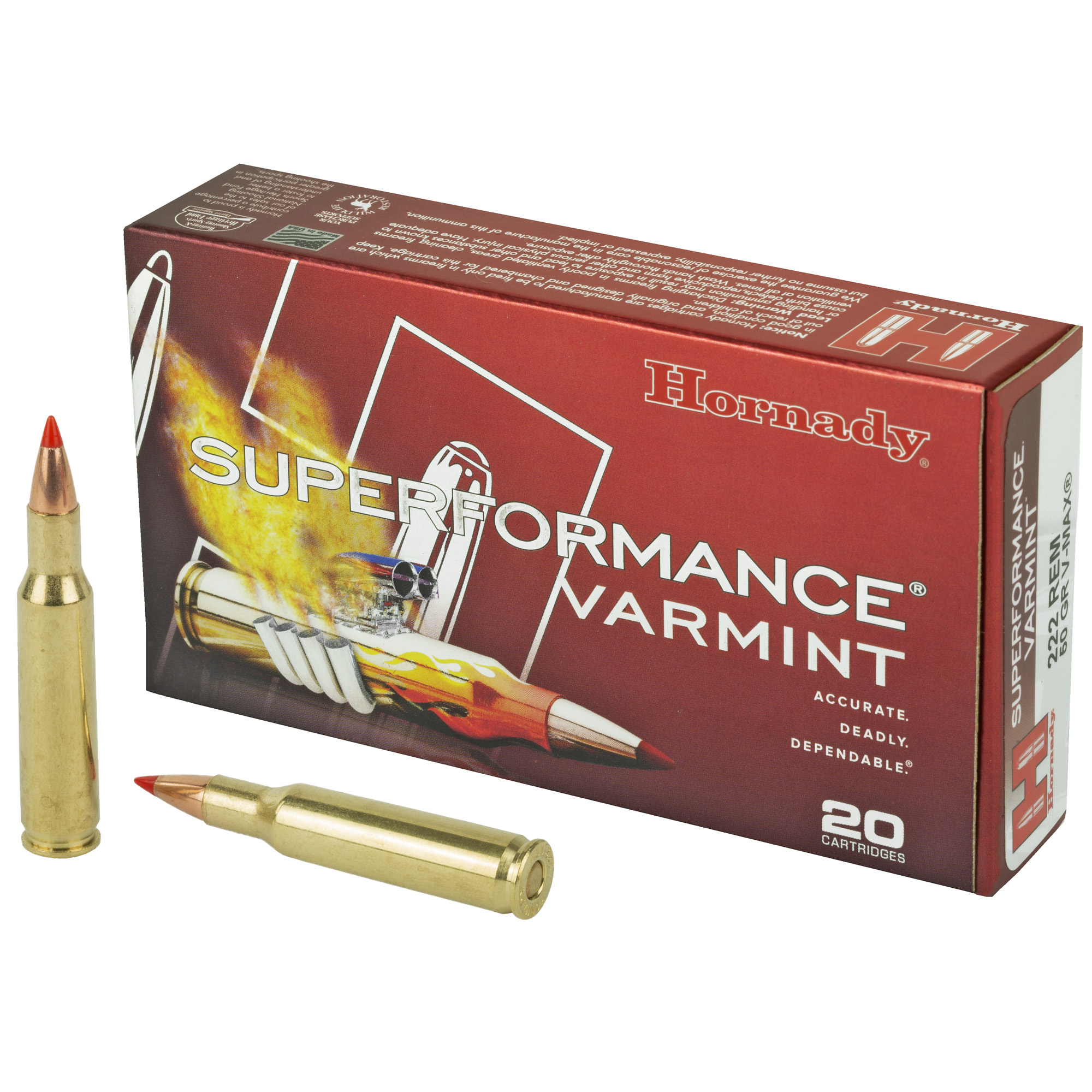 Hornady Superformance Varmint 222 Remington 50gr V-Max – 20rd