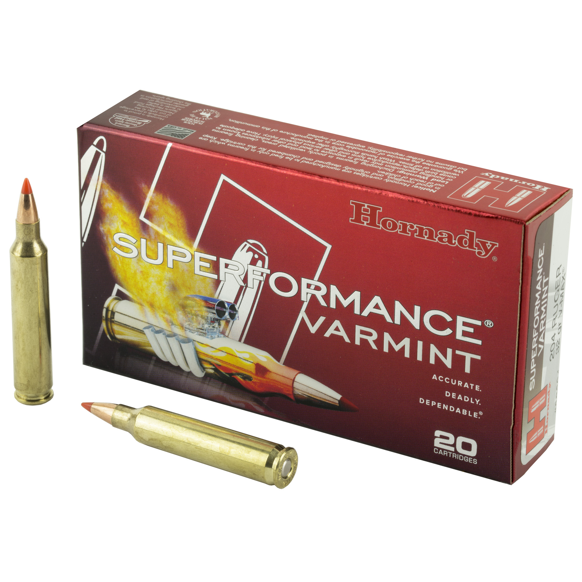 Hornady Superformance Varmint 204 Ruger 32gr V-Max – 20rd