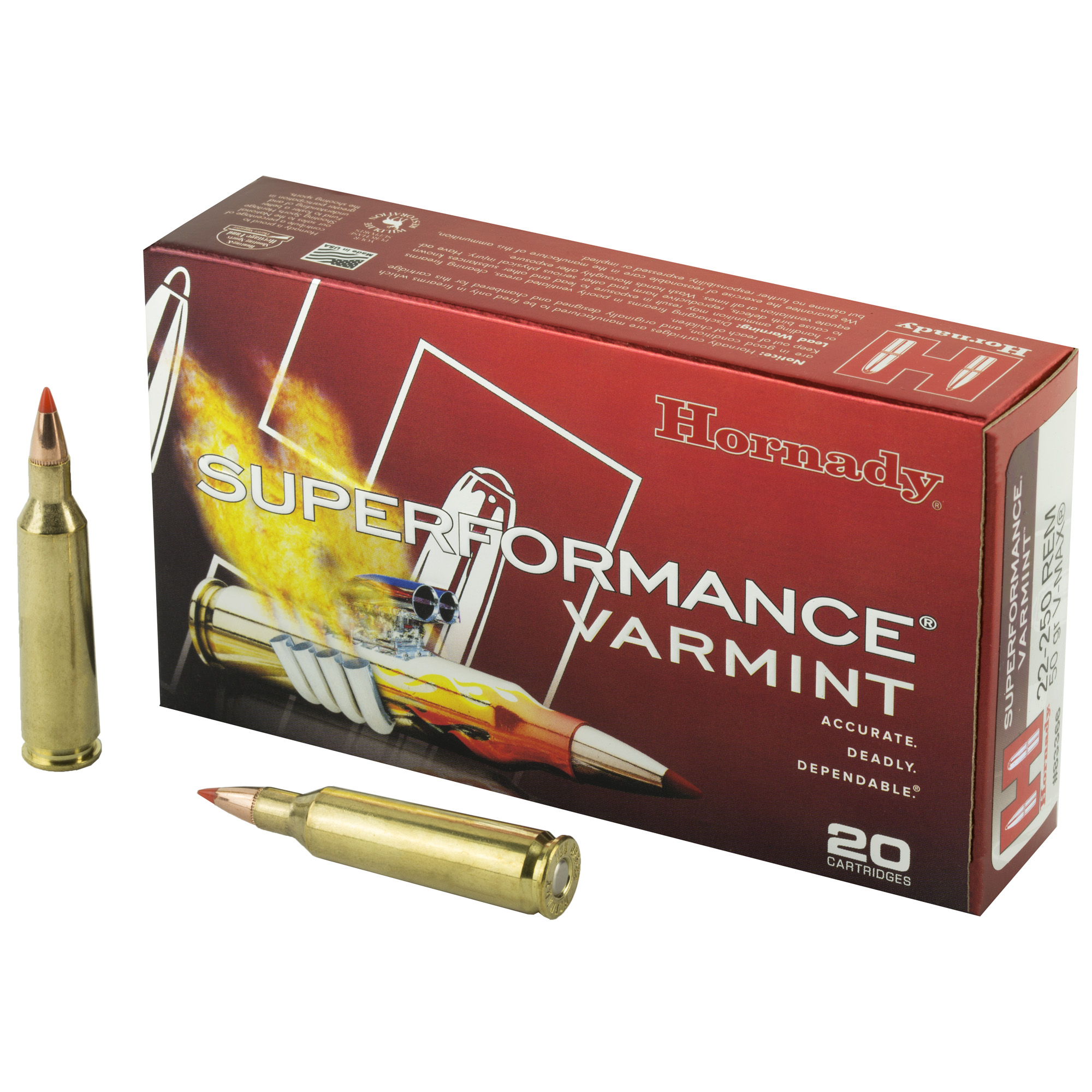 Hornady Superformance Varmint 22-250 Remington 50gr V-Max – 20rd