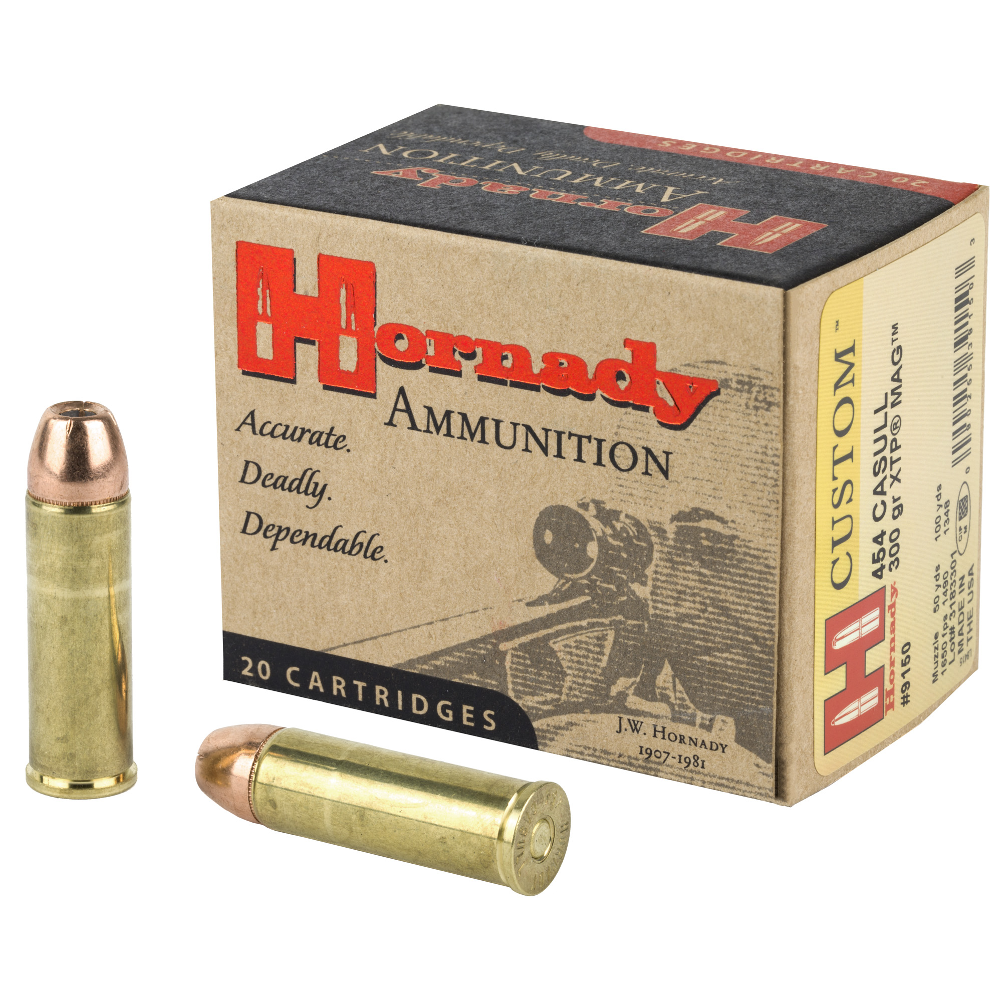 Hornady Custom 454 Casull 300gr Jacketed Hollow Point – 20rd