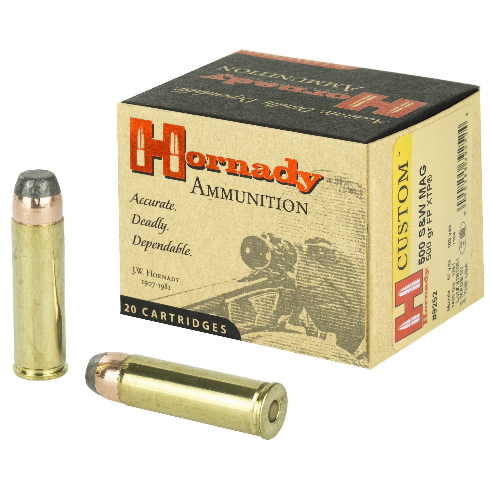 Hornady Custom 500 S&W 500gr XTP – 20rd