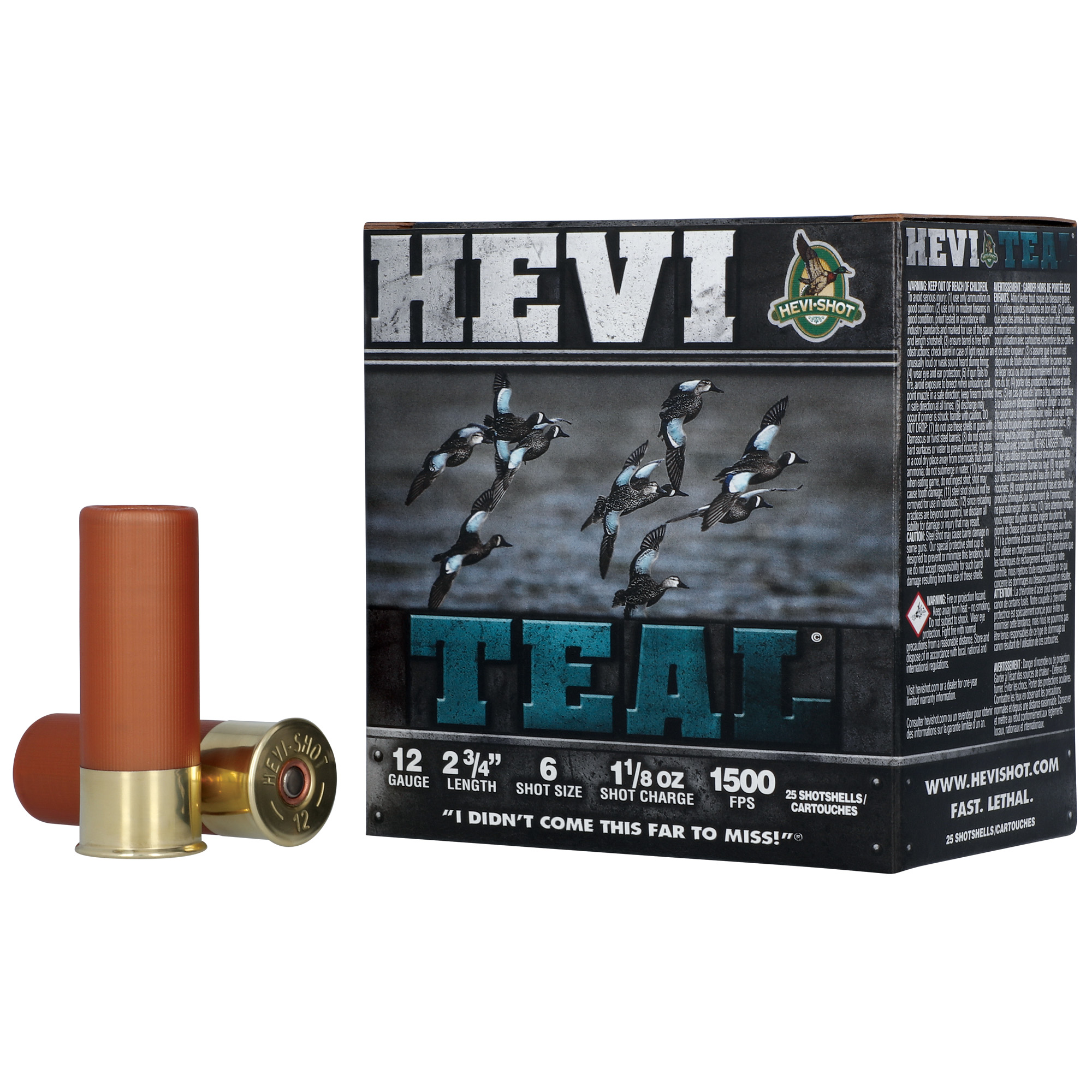 HEVI-Shot HEVI-Teal 12 Gauge 2.75″ #6 Steel Shot – 25rd