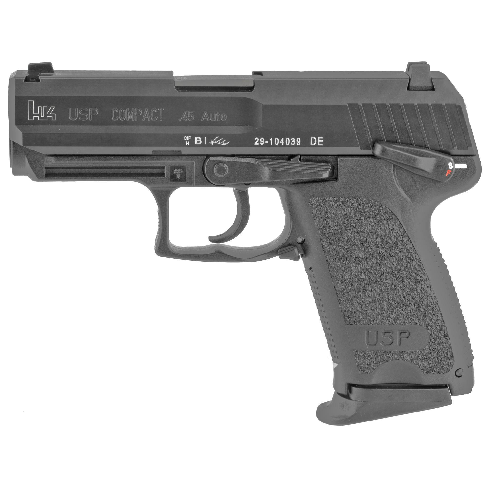 HK USP45C DA/SA 3.78″ 45 ACP 8rd 3 Dot – Black