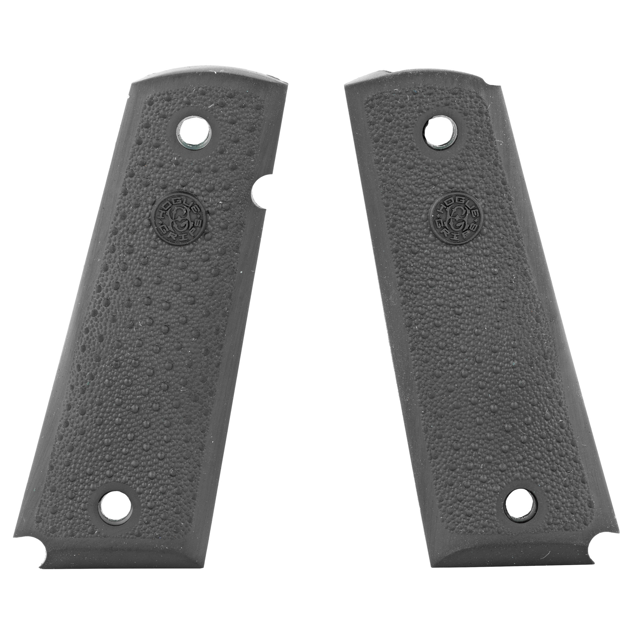 Hogue 1911 Government Model Cobblestone OverMolded Rubber Grip Panels w/Palm Swells – Black