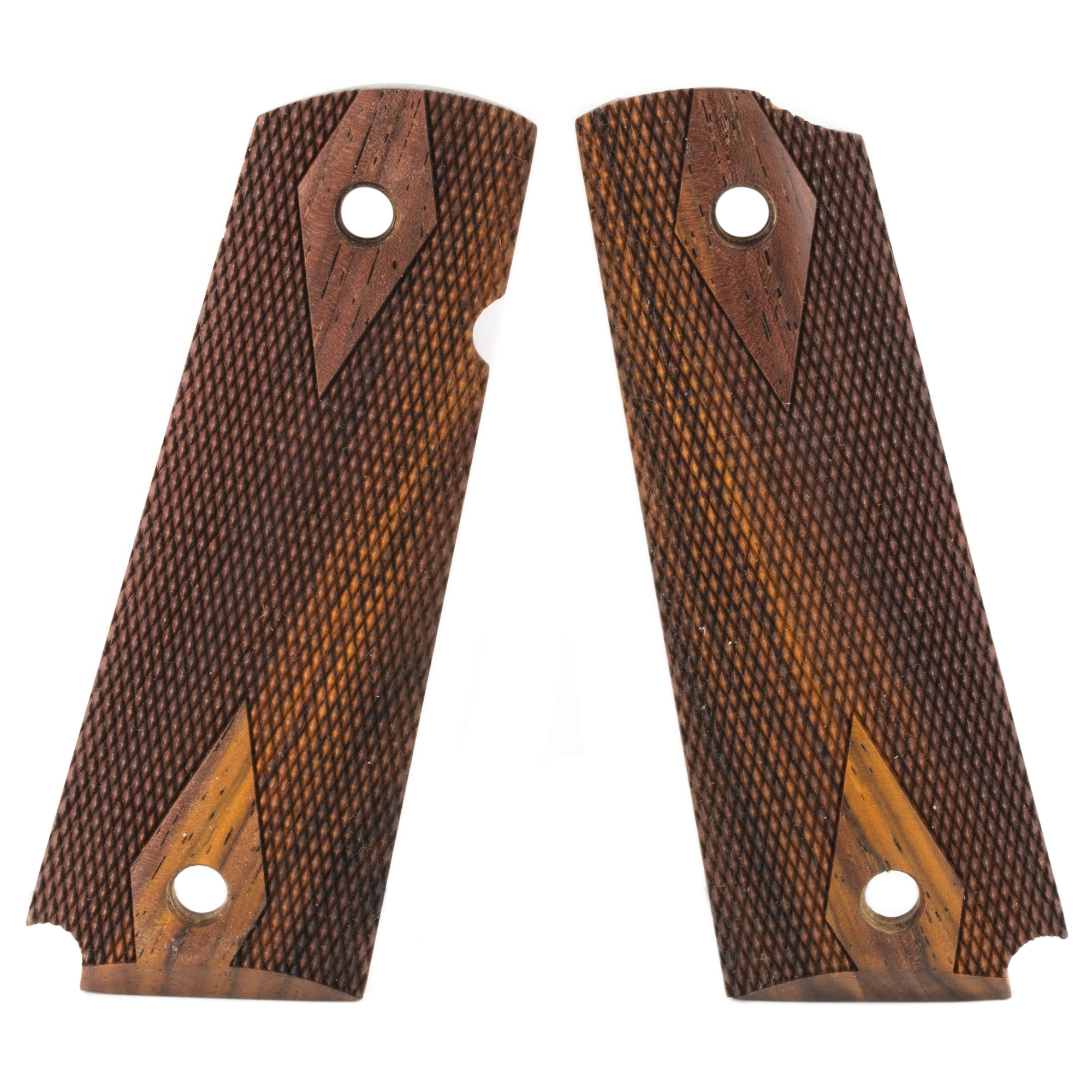 Hogue 1911 Government Model Checkered Hardwood Grip Panels (Ambi-Cut) – Cocobolo