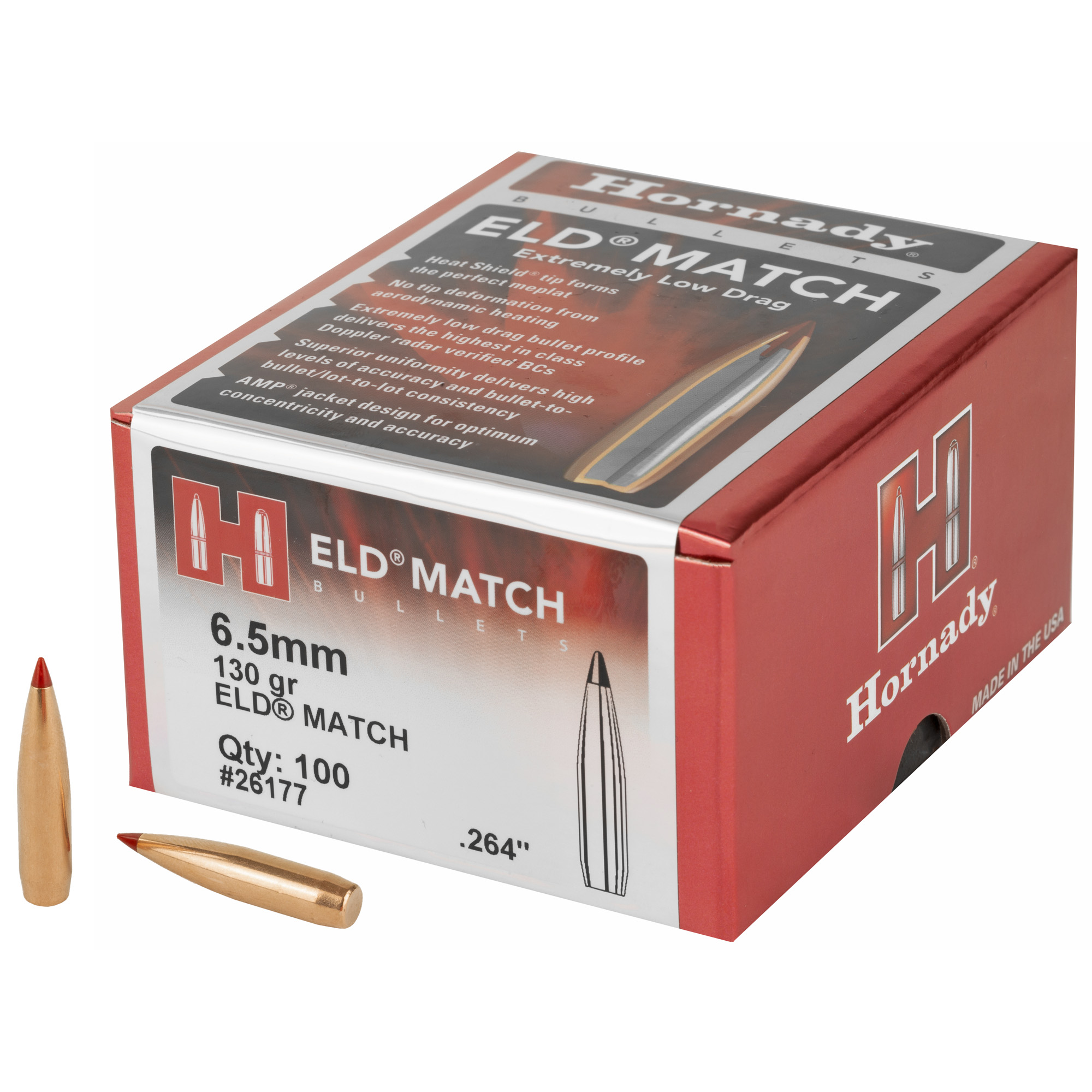 Hornady ELD-M 6.5MM .264 130gr Lead and Copper ELD Match – 100