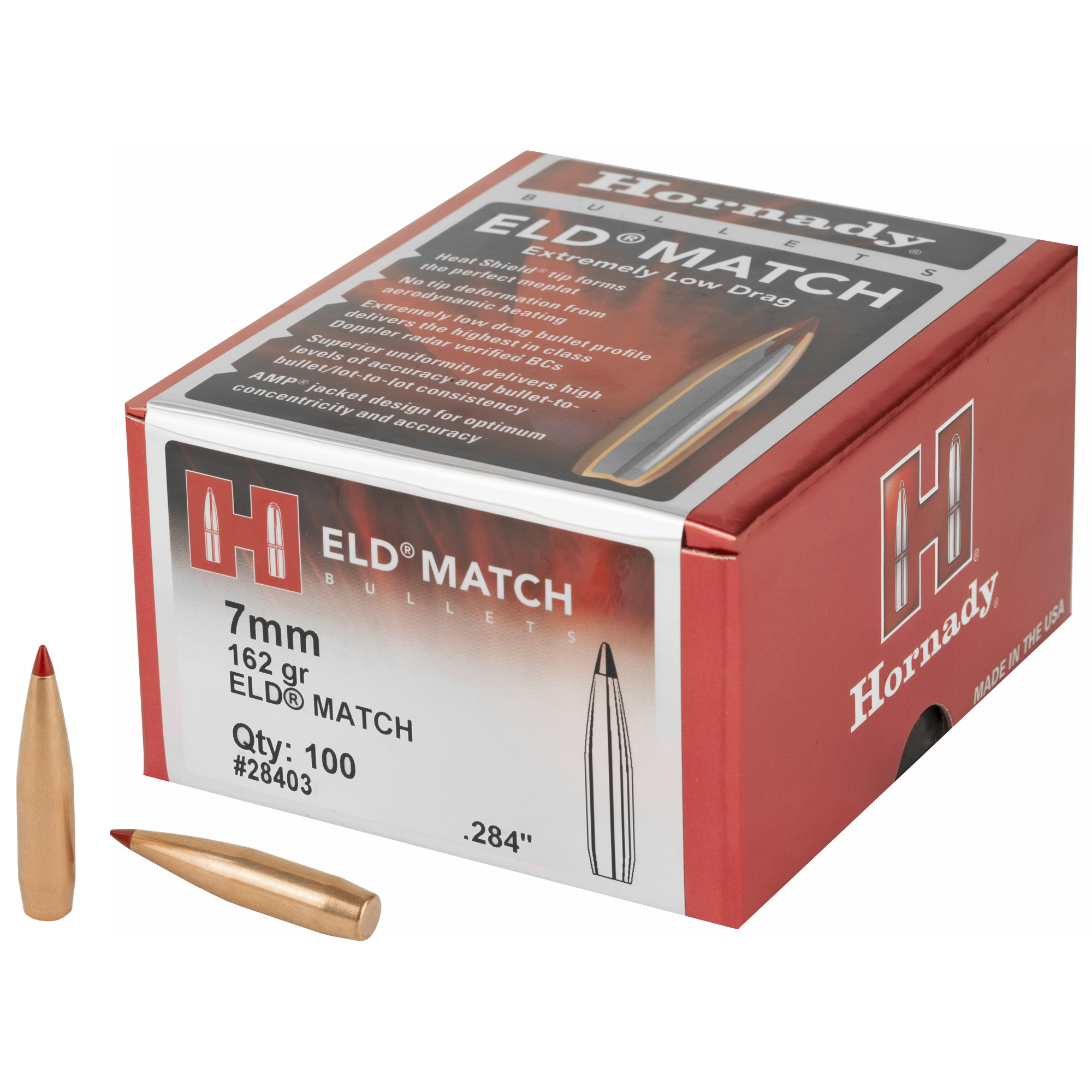 Hornady ELD-M 7MM .284 162gr Lead and Copper ELD Match – 100