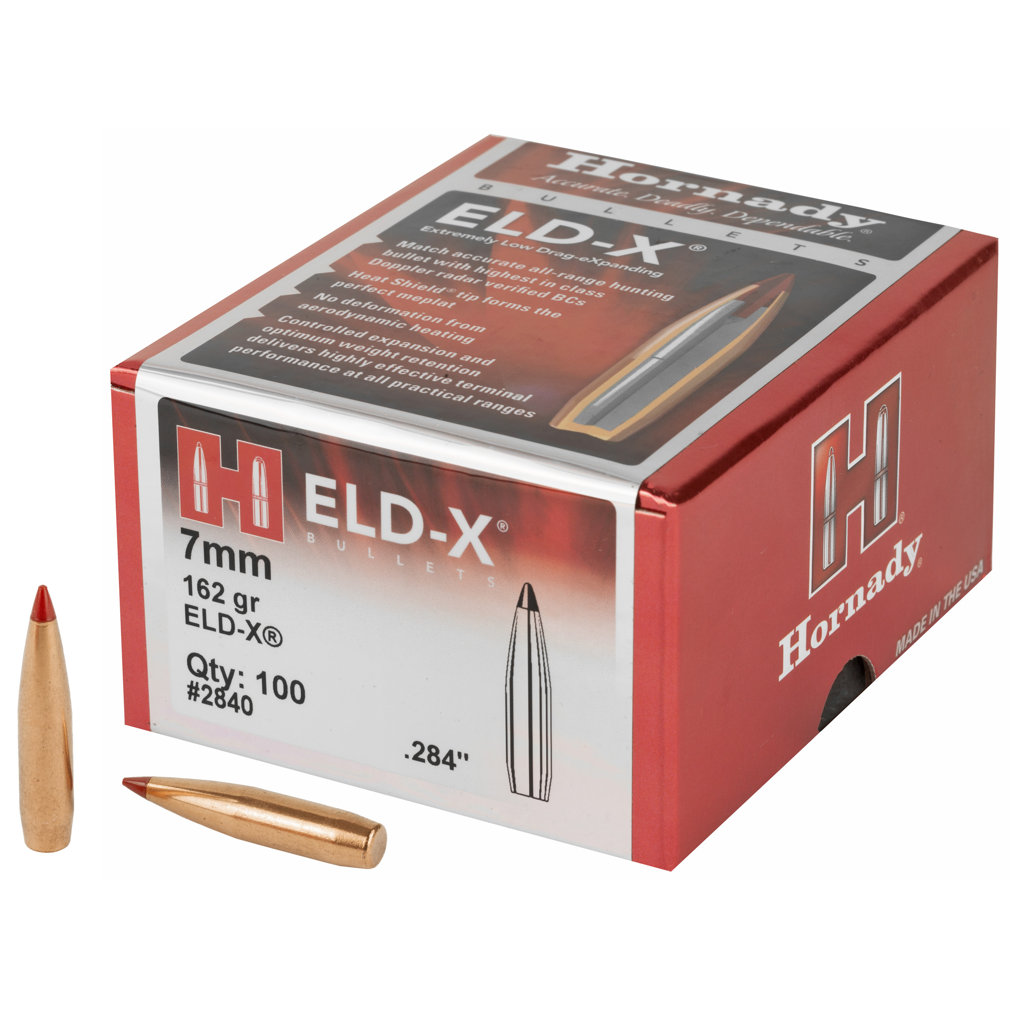 Hornady ELD-X 7MM .284 162gr Lead and Copper – 100