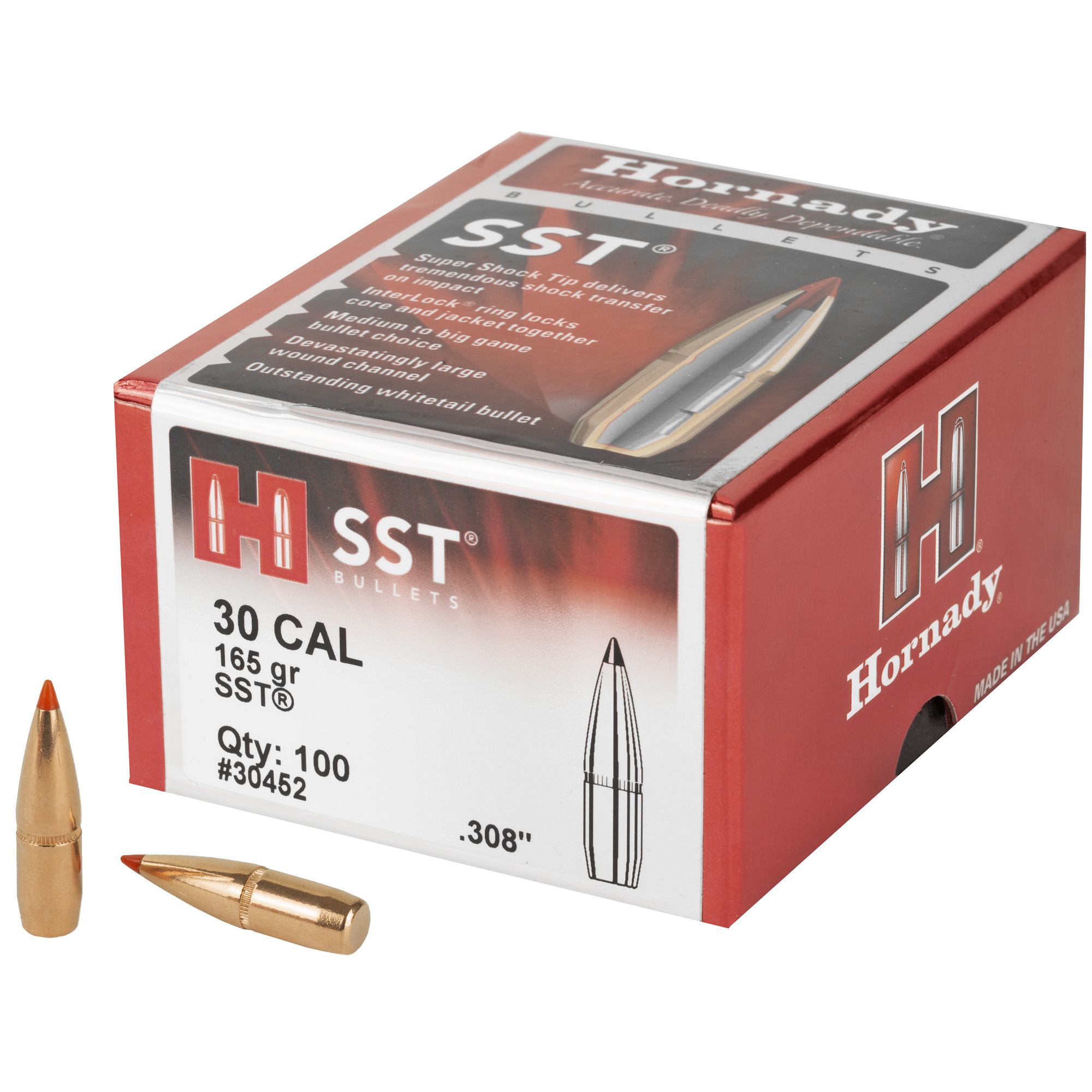 Hornady SST 30 Caliber .308 165gr Lead and Copper – 100