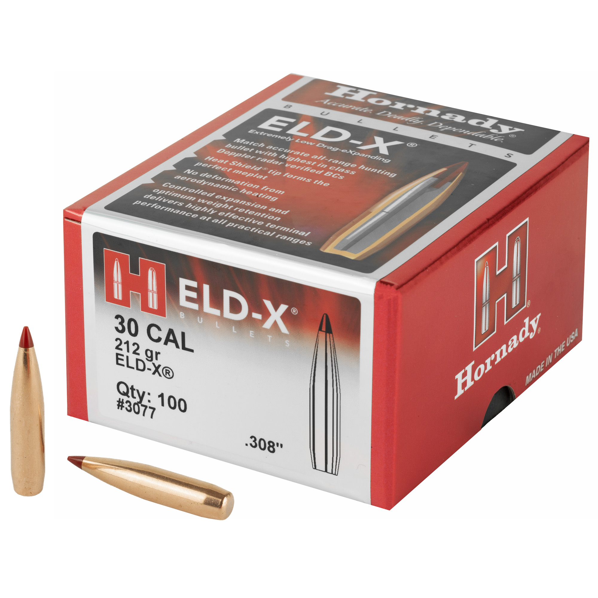 Hornady ELD-X 30 Caliber .308 212gr Lead and Copper – 100