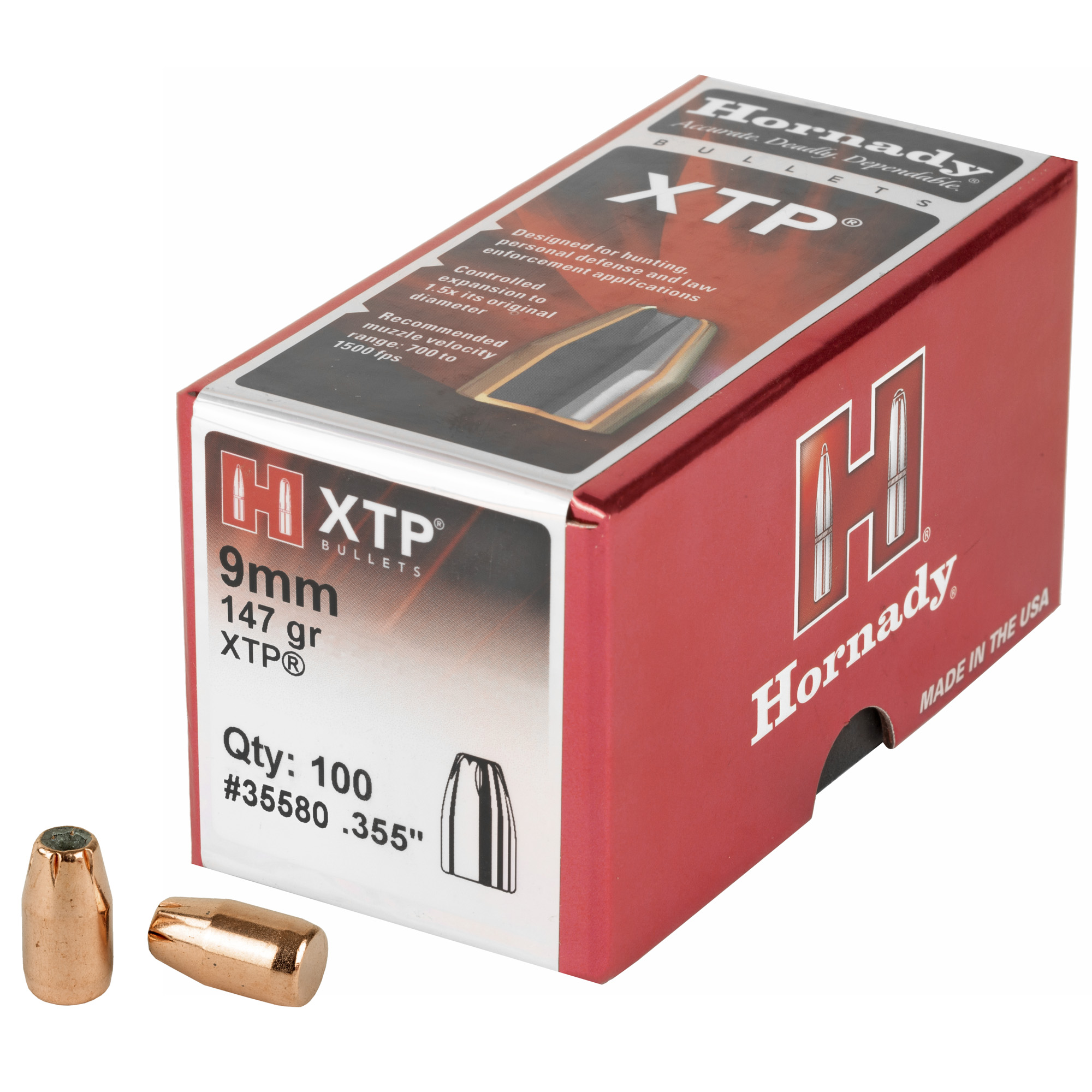 Hornady XTP 9mm .355 147gr Lead and Copper – 100