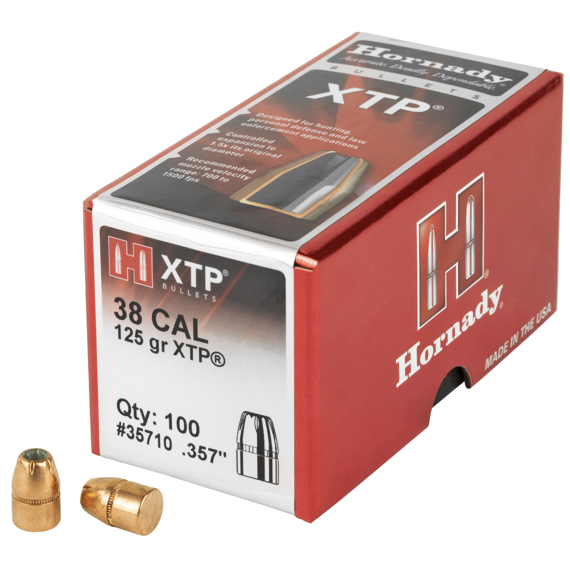 Hornady XTP 38 Caliber .357 125gr Lead and Copper – 100