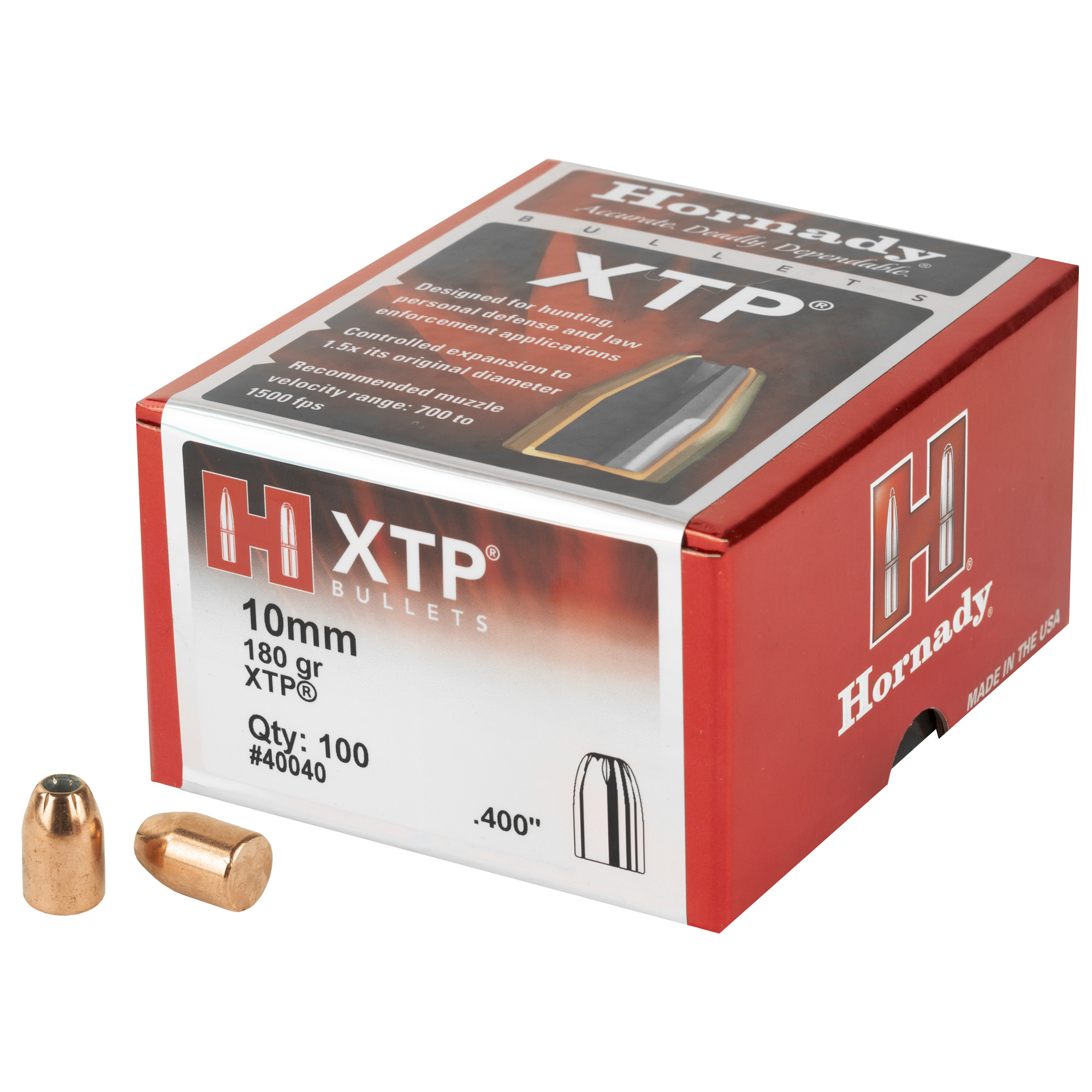 Hornady XTP 40 Caliber .400 180gr Lead and Copper – 100