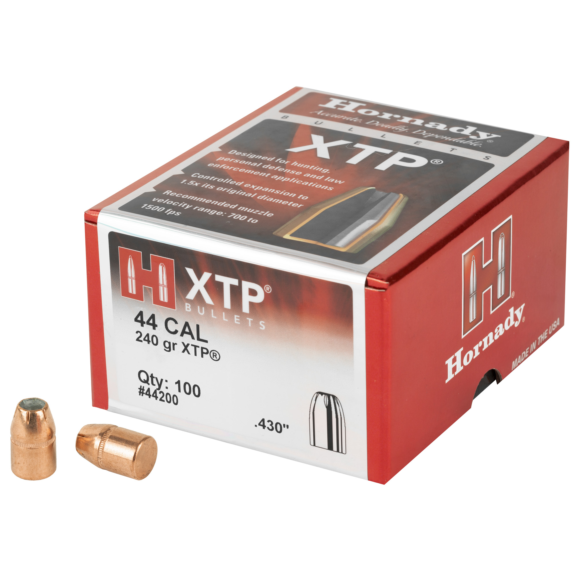 Hornady XTP 44 Caliber .430 240gr Lead and Copper – 100