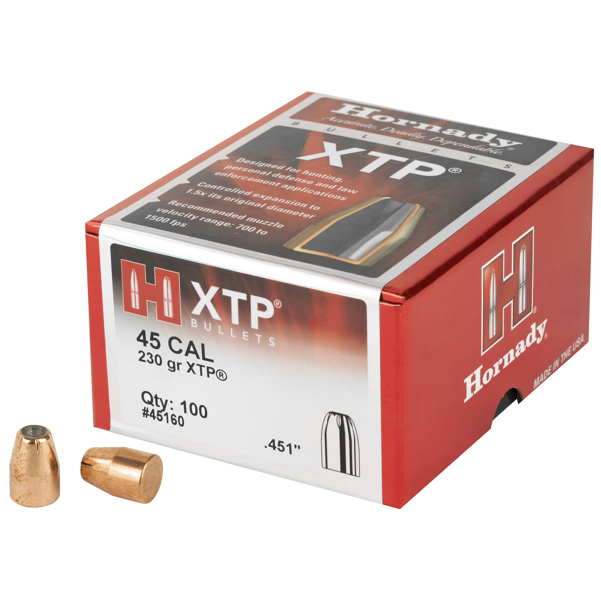 Hornady XTP 45 Caliber .451 230gr Lead and Copper – 100