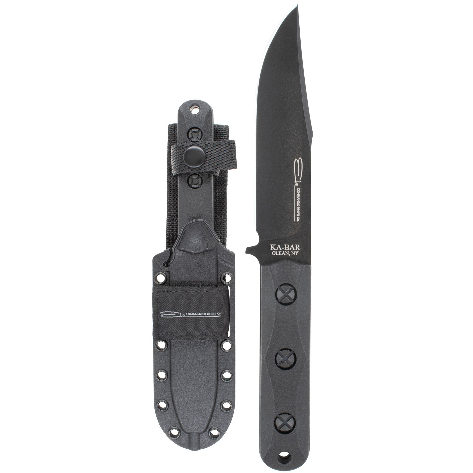 KA-BAR Knives EK Short Clip Point Ek Commando 1095 Cro-Van Fixed Blade Knife 5.062″ – Black