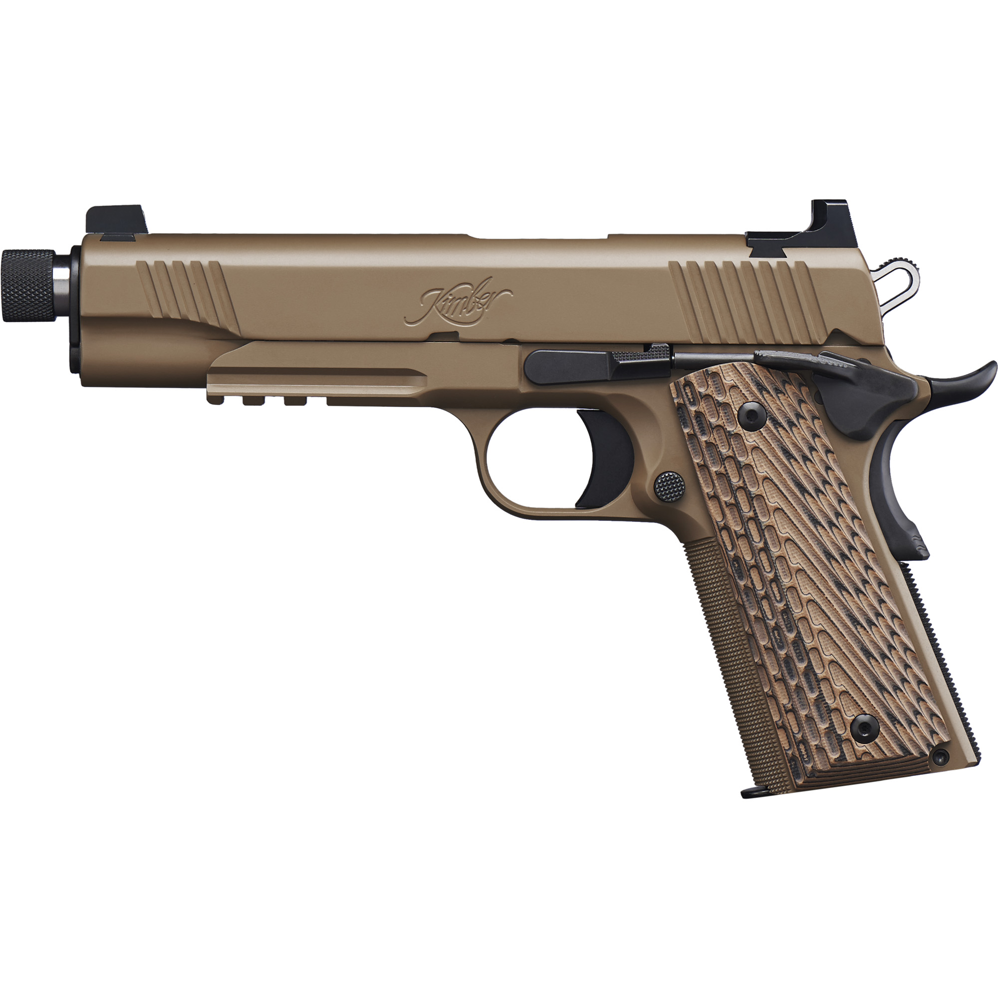 Kimber Desert Warrior 1911 5.5″ 45 ACP 7rd Tritium Night Sights – Black, Desert Tan