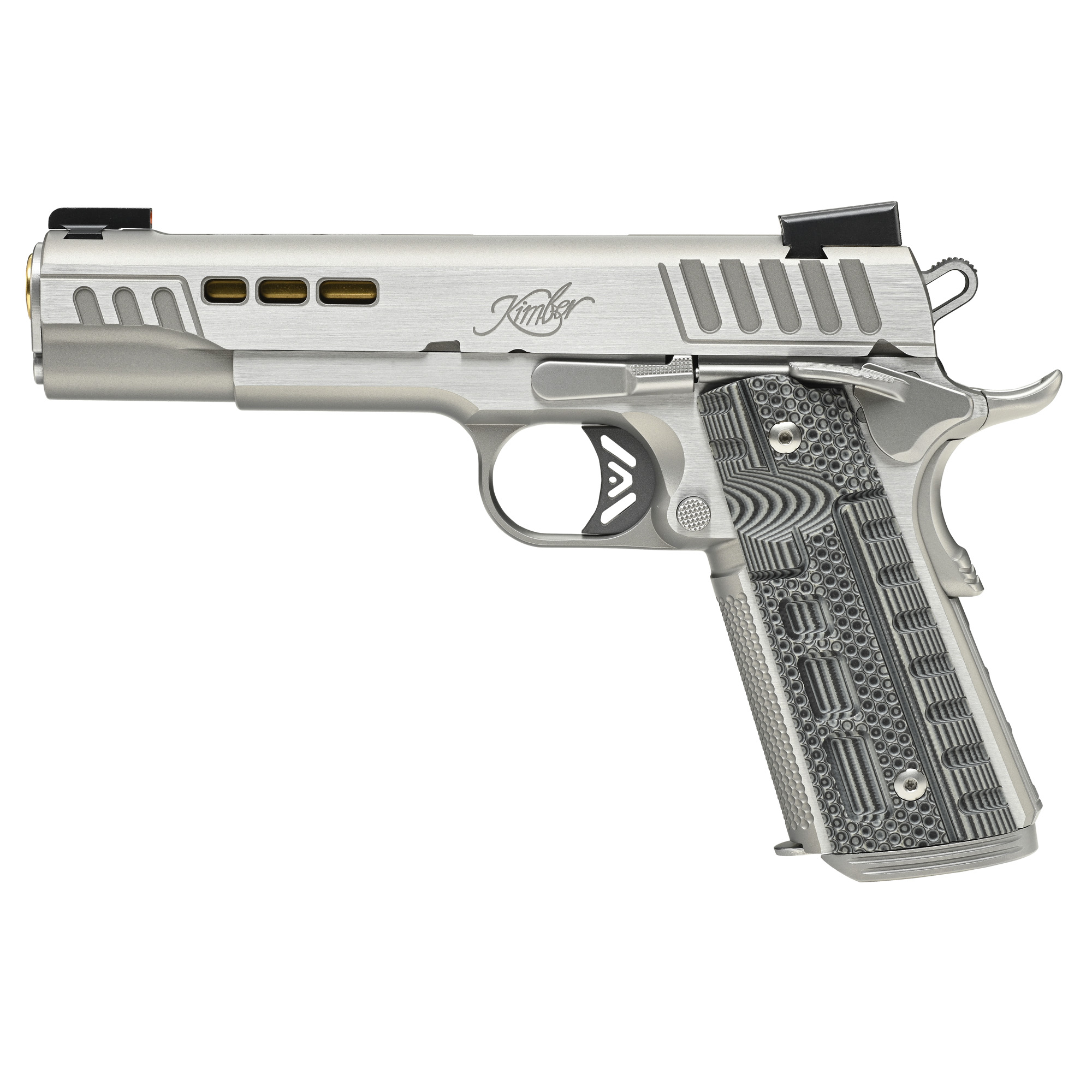 Kimber RAPIDE DAWN 1911 5″ 10mm 8rd TRUGLO TFX Tritium/Fiber-Optic Day/Night – Silver