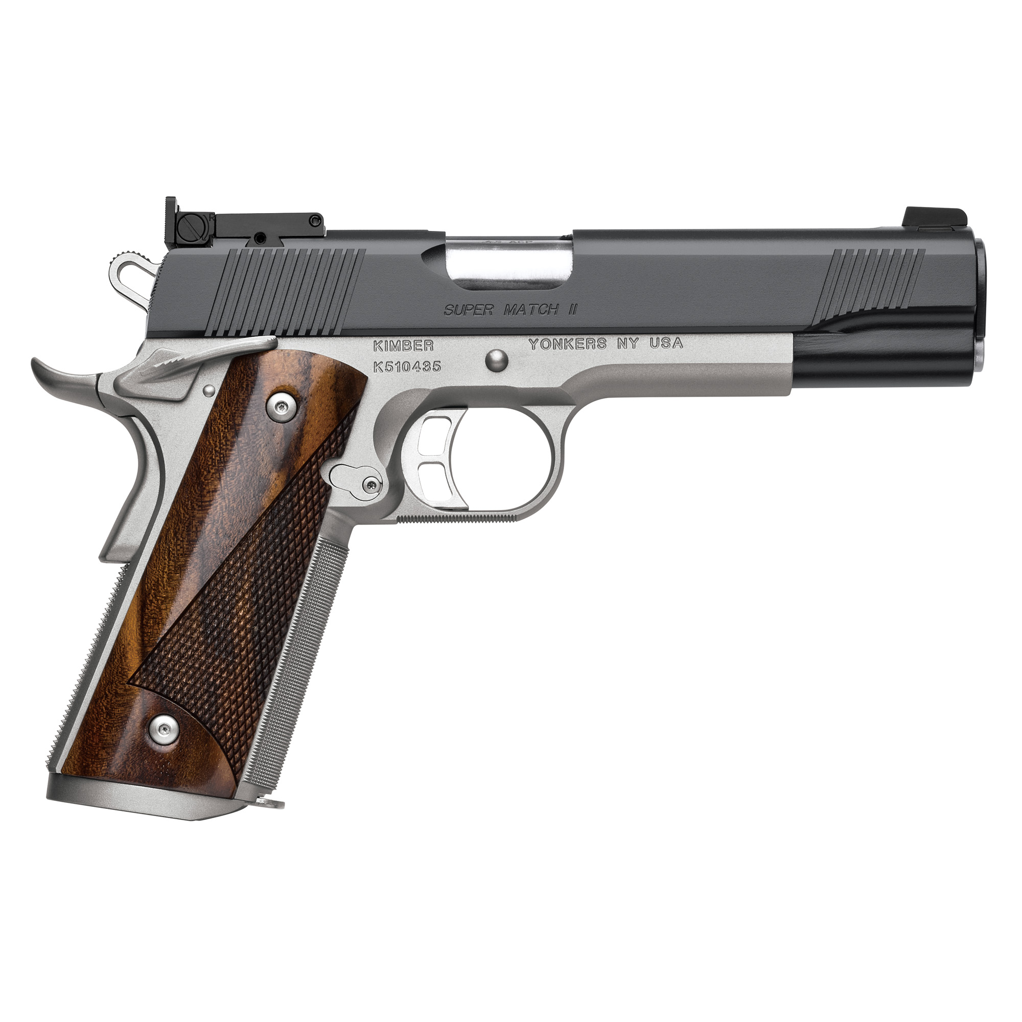 Kimber Super Match II 1911 5″ 45 ACP 8rd Adjustable Rear Sight & Ramp Front Sight – Black, Silver